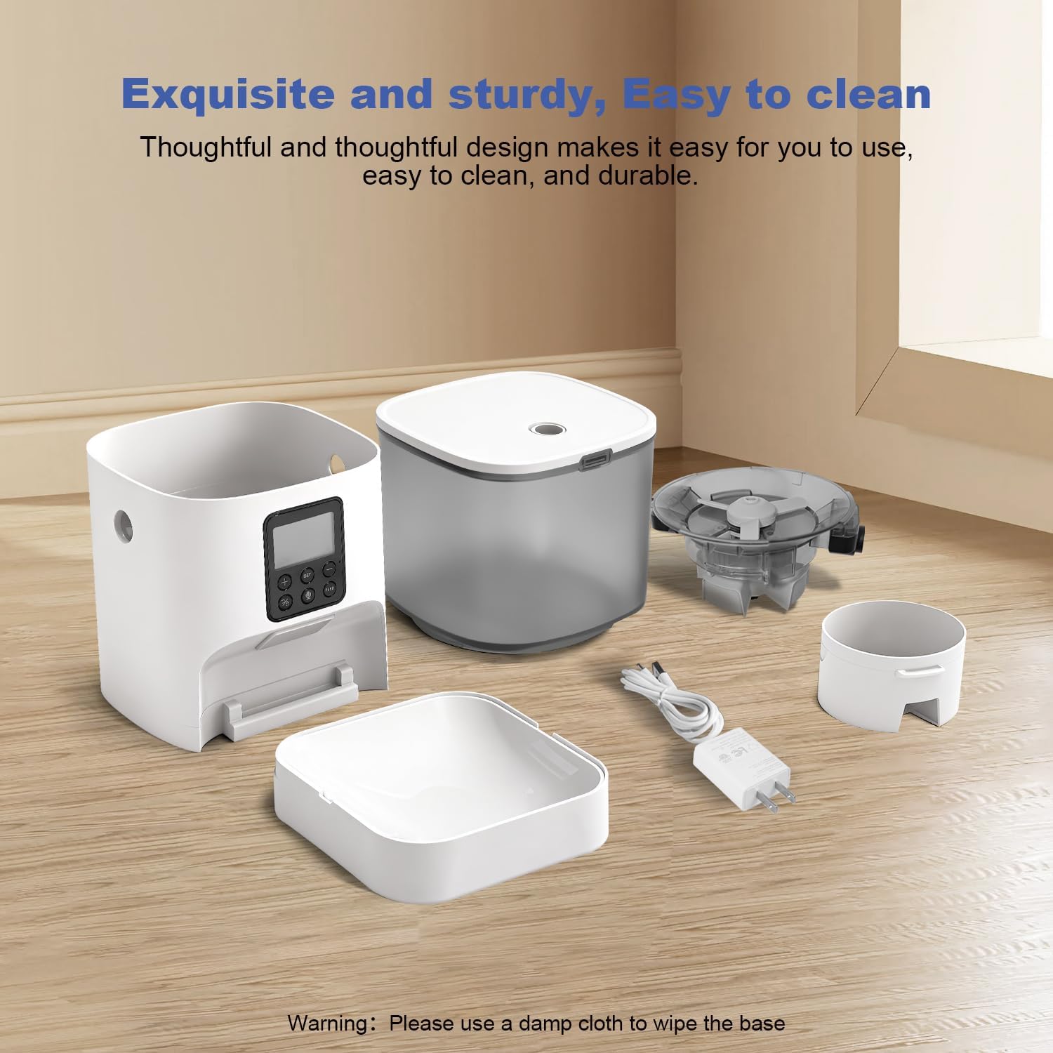 ANDOLL HOME Automatic Cat Feeder, 4L Cat Food Dispenser with 10s Voice Recorder, Pet Feeder up to 8 Meals per Day, Timed Dog Feeder with Dry Food Sealed Ring - Image 5