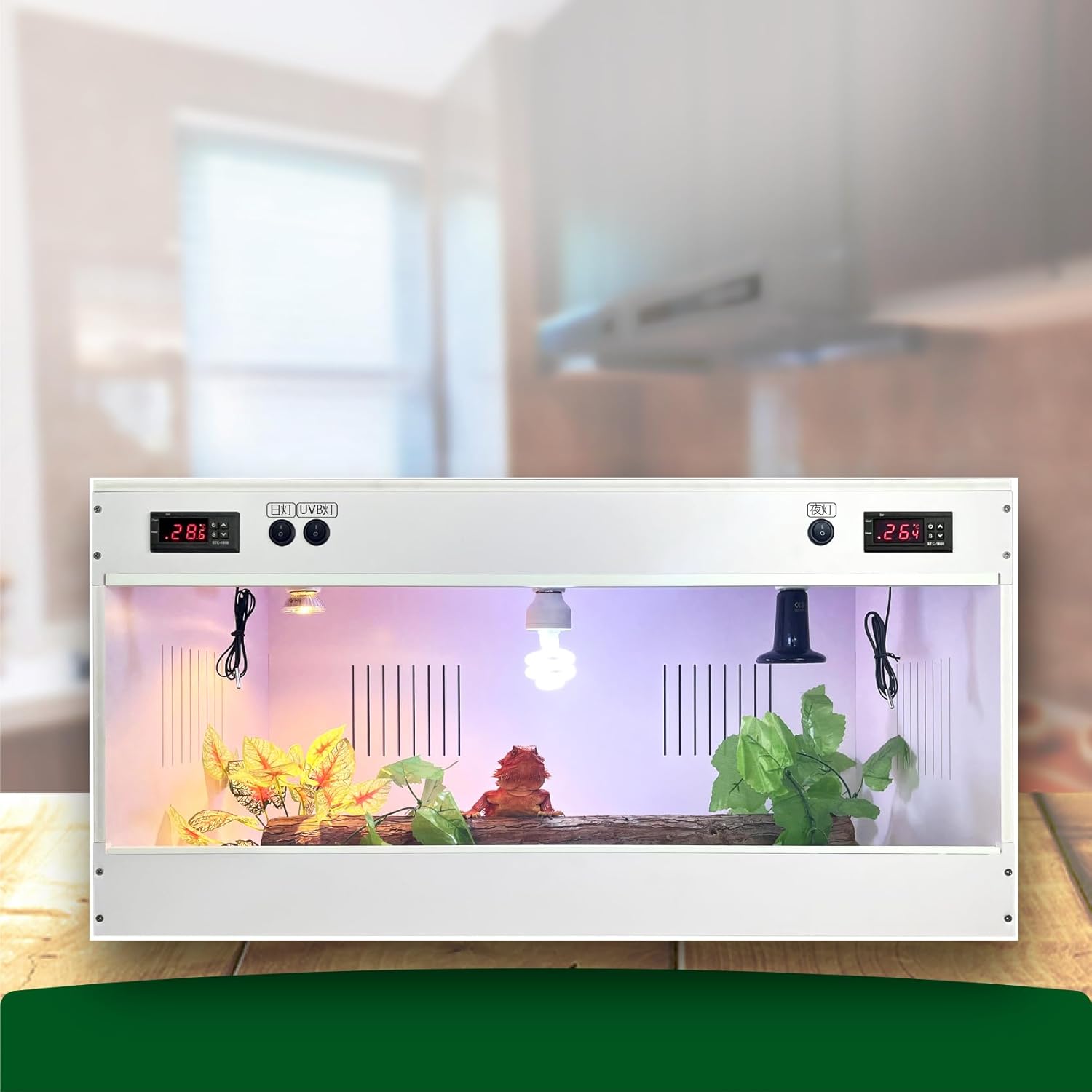 80 * 40CM Reptile Enclosure, Colorful Aluminum Frames Reptile Tank Assemble Within 6 Steps, Rust Proof Mesh Top for Air Circulation & Light Penetration, Dual Grommets for Multiple Wire Use