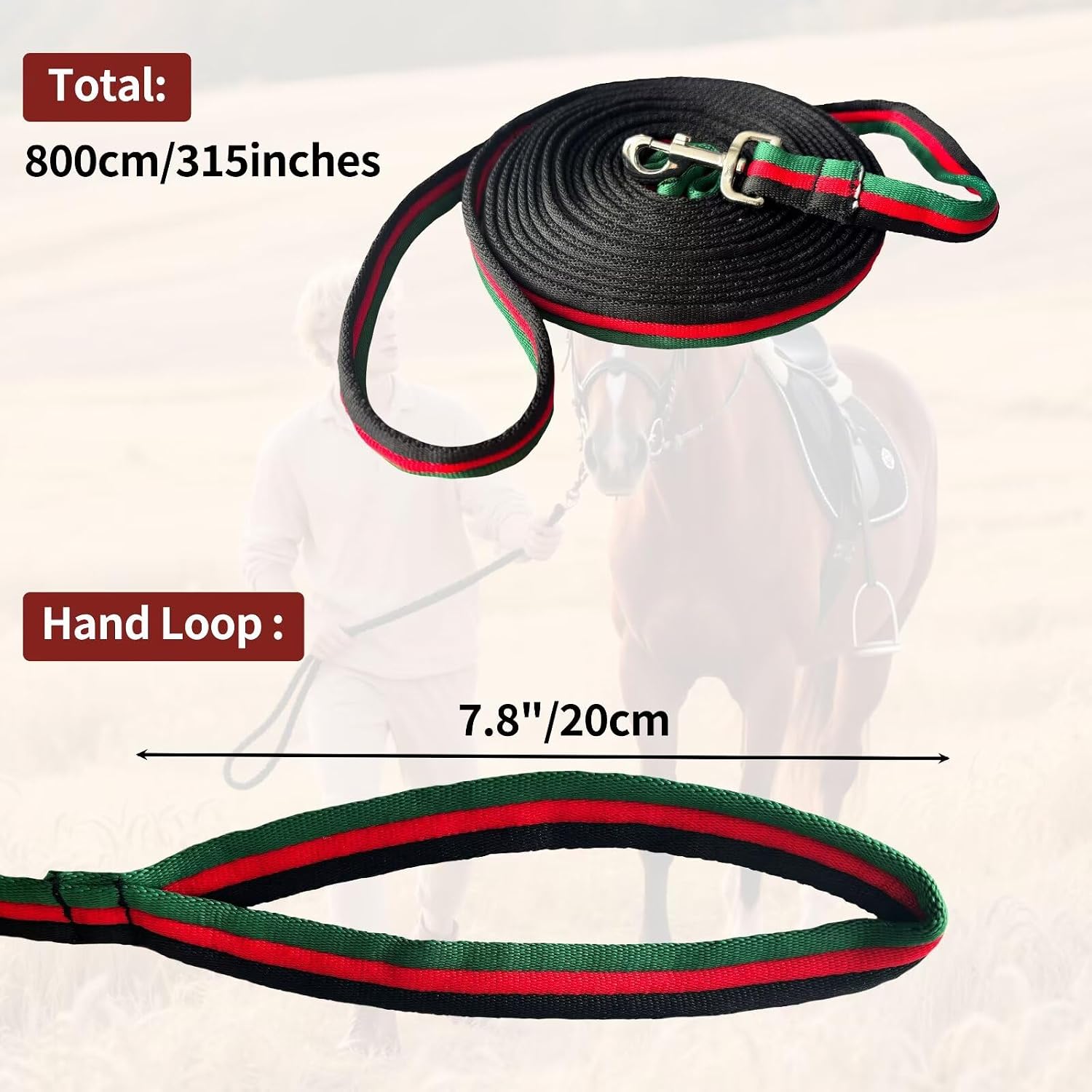 Lunge Line for Horse, Premium Equine Lunge Line with Swivel Bolt Snap for Accurate Equestrian Training, Competition, and Daily Use, 26 ft (8 Meters) - Image 2