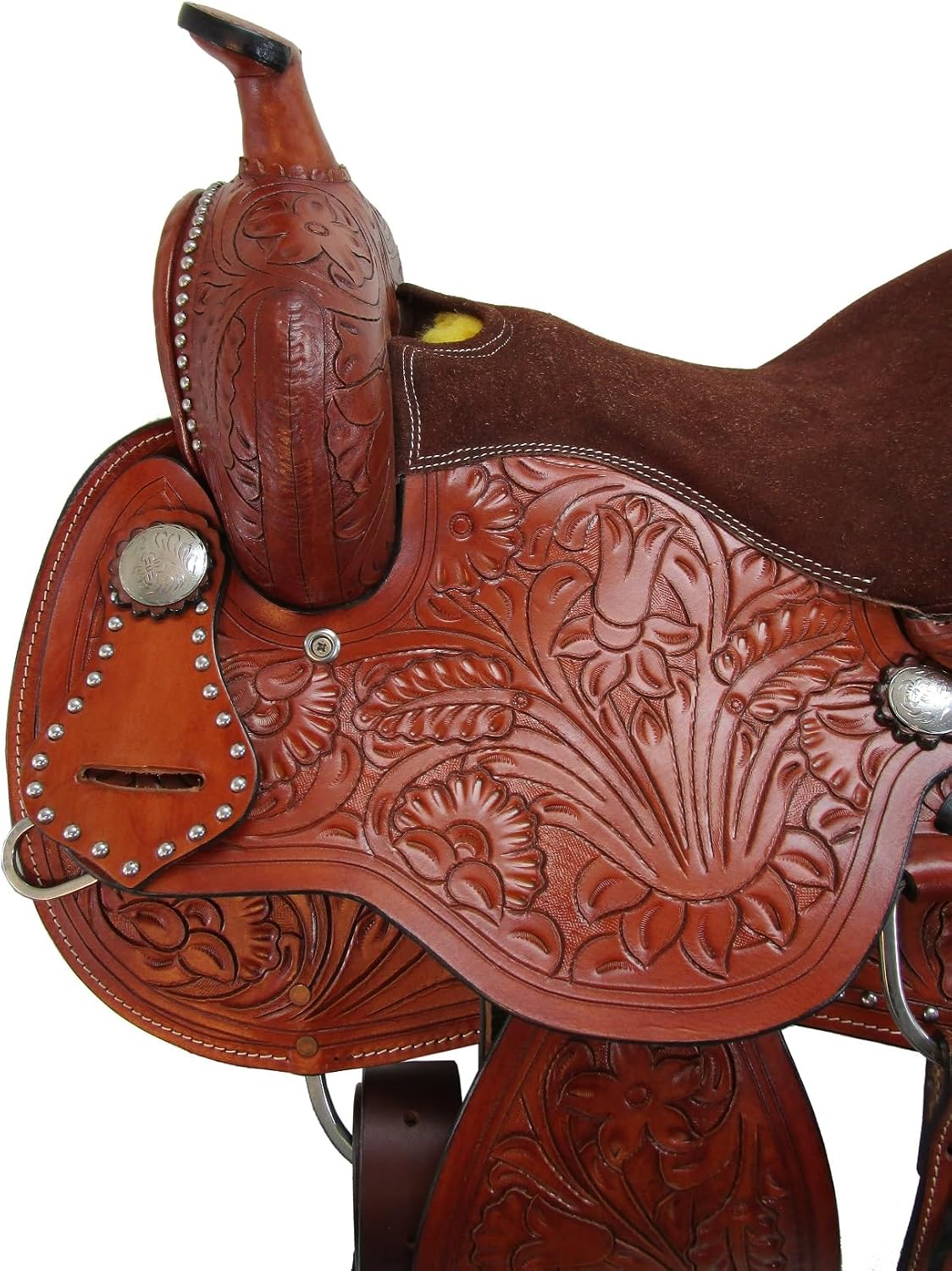 Western Horse Saddle Barrel Racing Pleasure Ride Trail Horse Tooled Leather Rodeo Cowboy Saddles 15 16 17 18 - Image 5