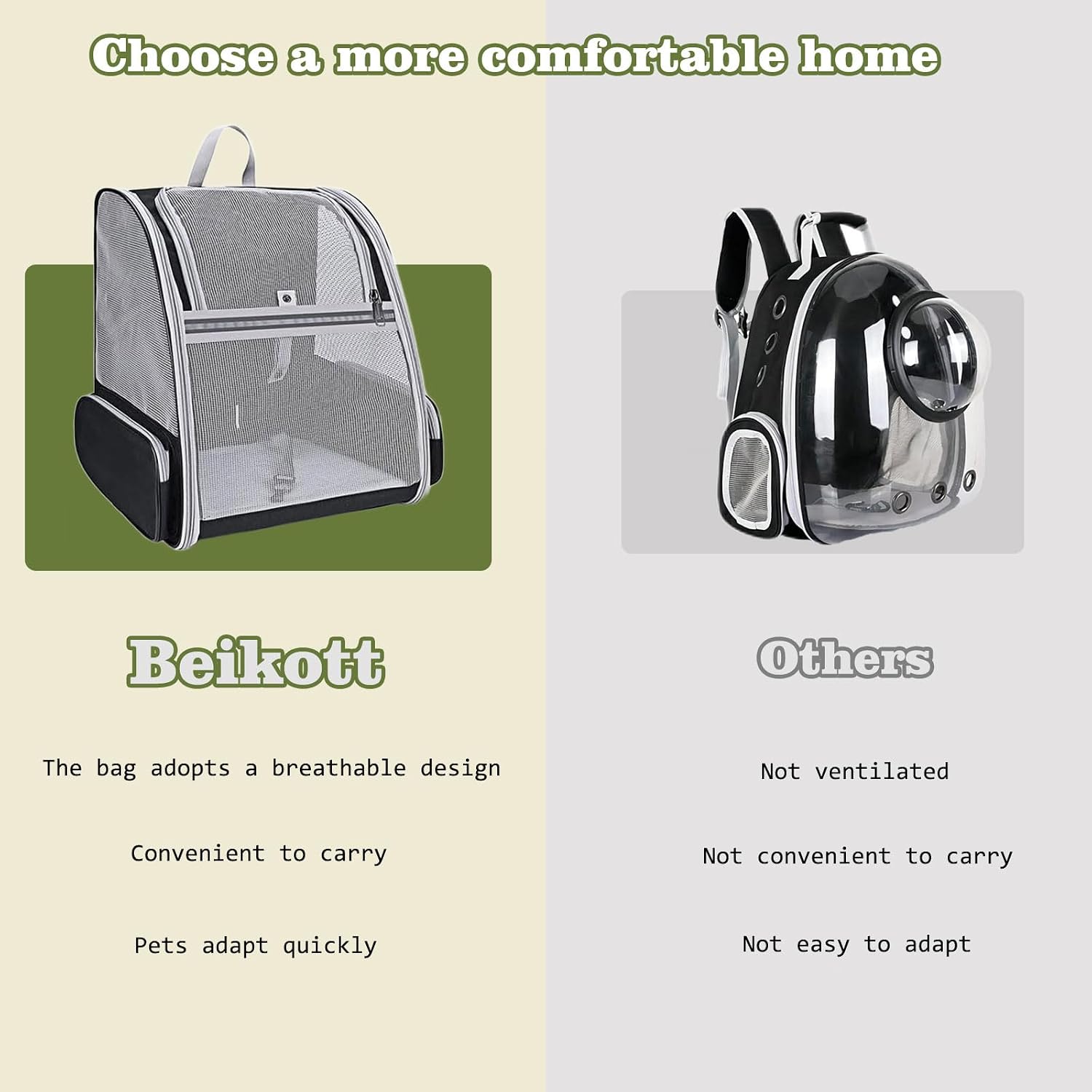 Cat Carrier Backpack, Dog Backpack, Ventilate Pet Cats Puppy Dogs Birds Bunny Backpack for Travel Indoor Outdoor Use(Black) - Image 8