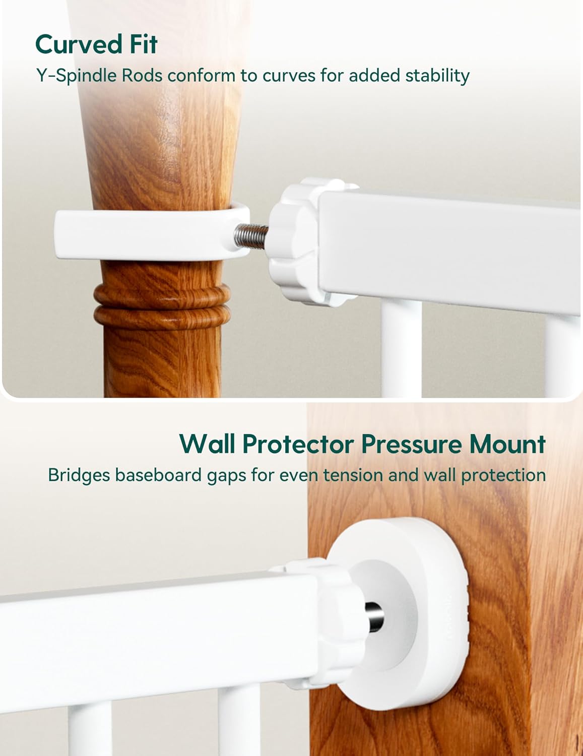BABELIO Safety Gate Door Fits for Stairs, Narrow and Wide Doorways with Auto Close, Easy Install, No Drilling, Pressure Mounted for Baby, Child, Pets, Dog/Puppy, 26''-40'', White - Image 7