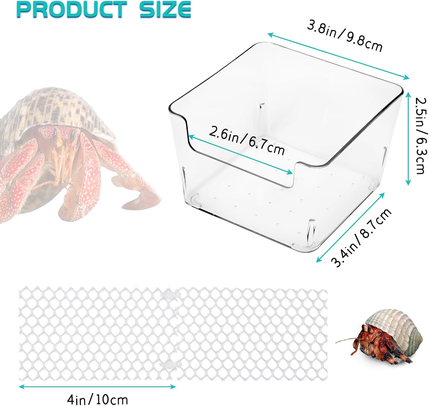 U0U 2 Pack Hermit Crab Water Tank,Hermit Crab Accessories Hermit Crabs Cage with Climbing Ramps,Acrylic Hermit Salt Water Pool for Small or Medium Hermit Crabs Habitat (Small) - Image 2