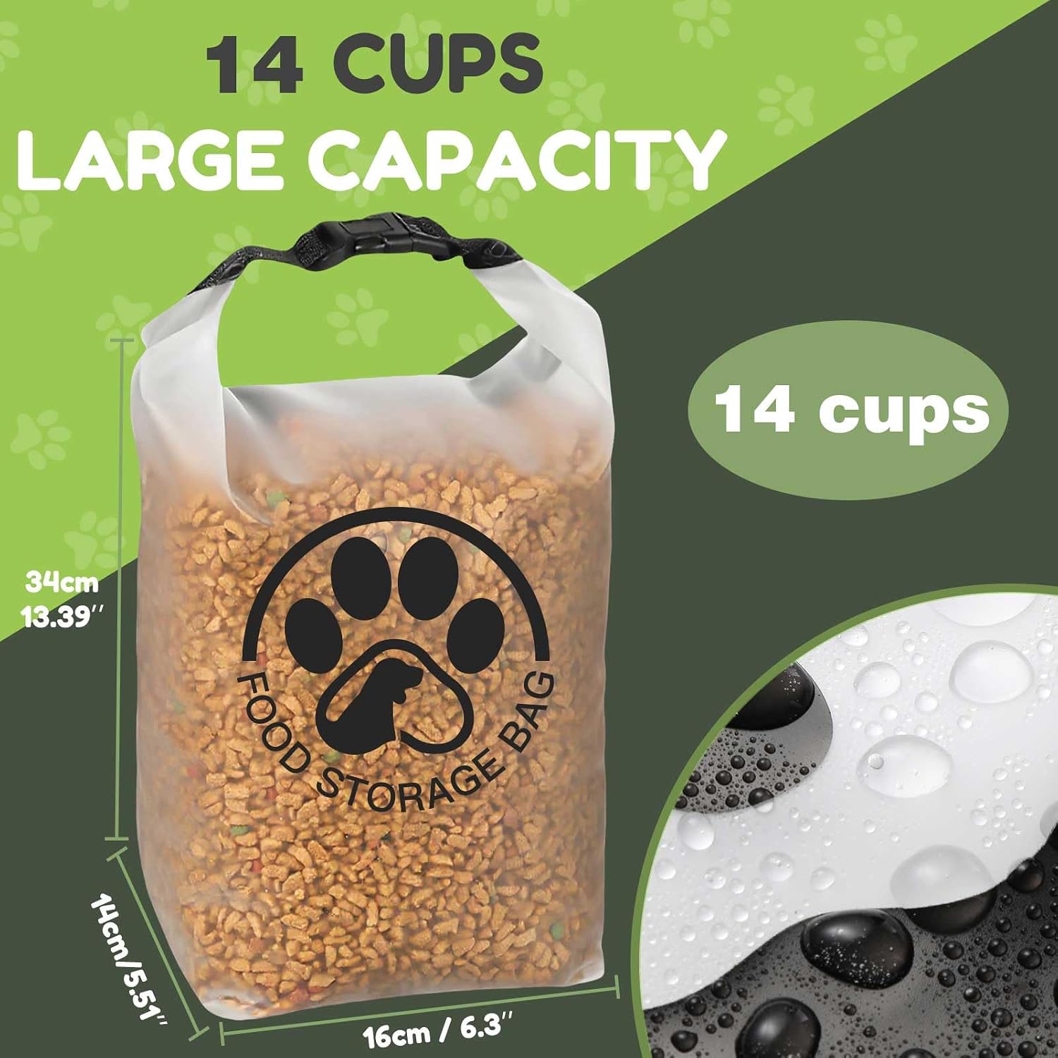 Pet Food Storage Bag for Travel - Transparent Leak-Proof Dog Food Container with Roll-Top Closure, Keeps Kibble Fresh for Camping Trip, Dog Boarding, Weekend Getaways (14 Cups) - Image 4