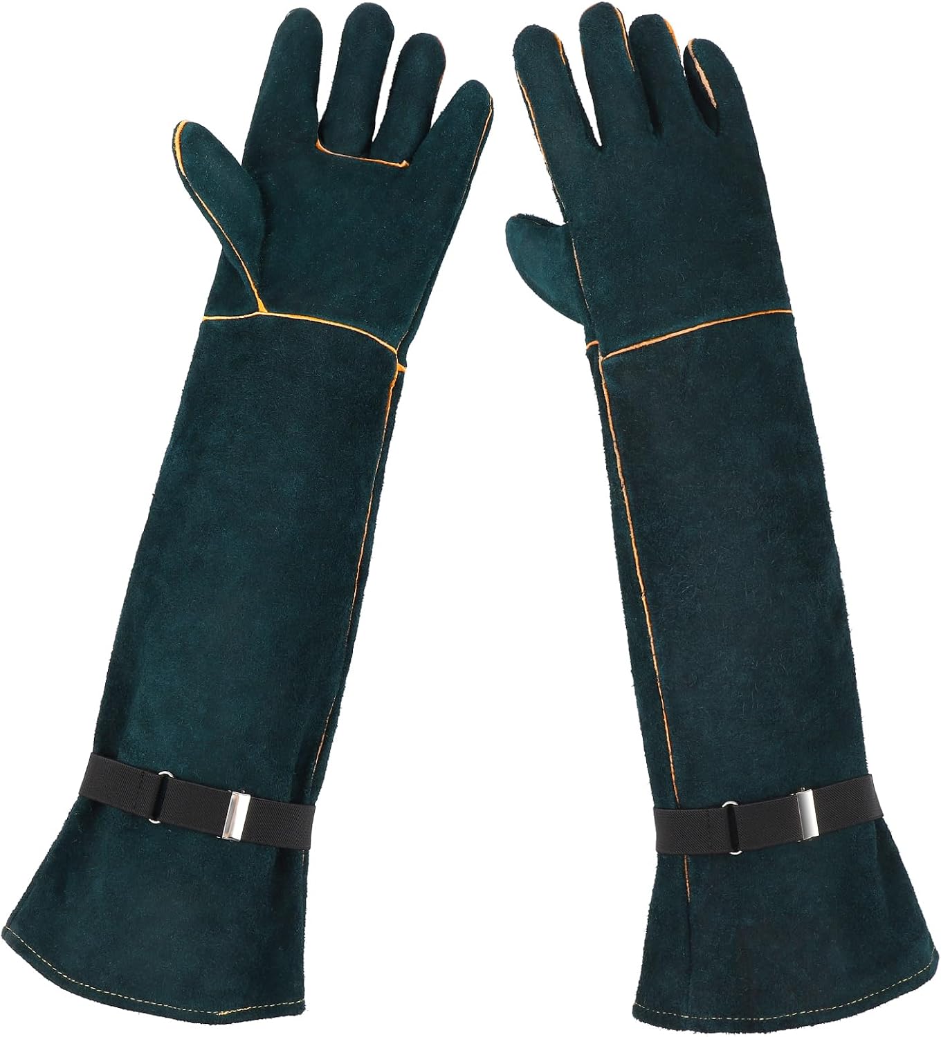 Animal Handling Gloves - 23.6 inch Bite Proof Gloves, Anti Scratch Cowhide Leather for Cat Grooming, Snake Animal Handling