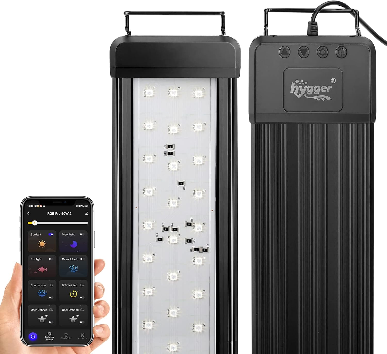 hygger 25W Smart Aquarium Light, Bluetooth LED Light with App Control, Full Spectrum Fish Tank Light with 24/7 Lighting Cycle, 5 Modes, Adjustable Timer, for 18"-24" Freshwater Planted Tank