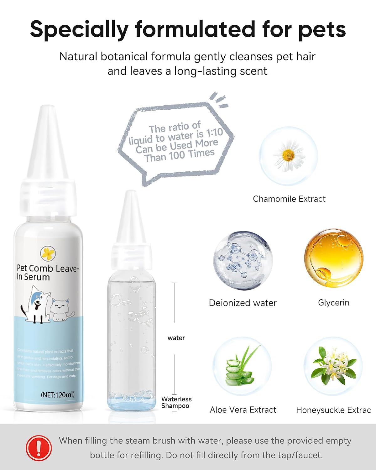 Pet Steam Brush Dog Cat 2026 New Grooming Comb for Shedding, Floating Hair, Smooth & Detangling, Gentle Cool Mist Softens Hair Reduces Static Helps Pets Who Dislike Bathing,Includes Waterless Shampoo - Image 3