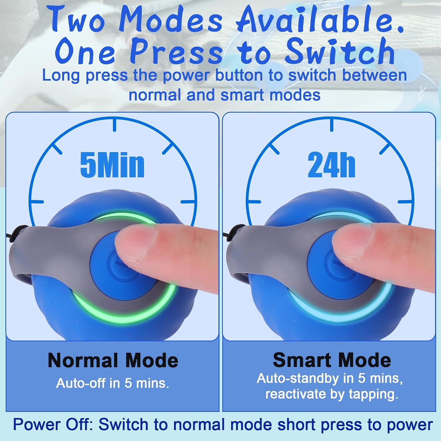 BABORUI Interactive Cat Toy Ball - Automatic Interactive Cat Toys for Indoor Cats with 3 Tails, 2 Speeds Rechargeable Cat Enrichment Toys for Small/Medium/Large Cats to Keep Them Busy(Blue) - Image 3