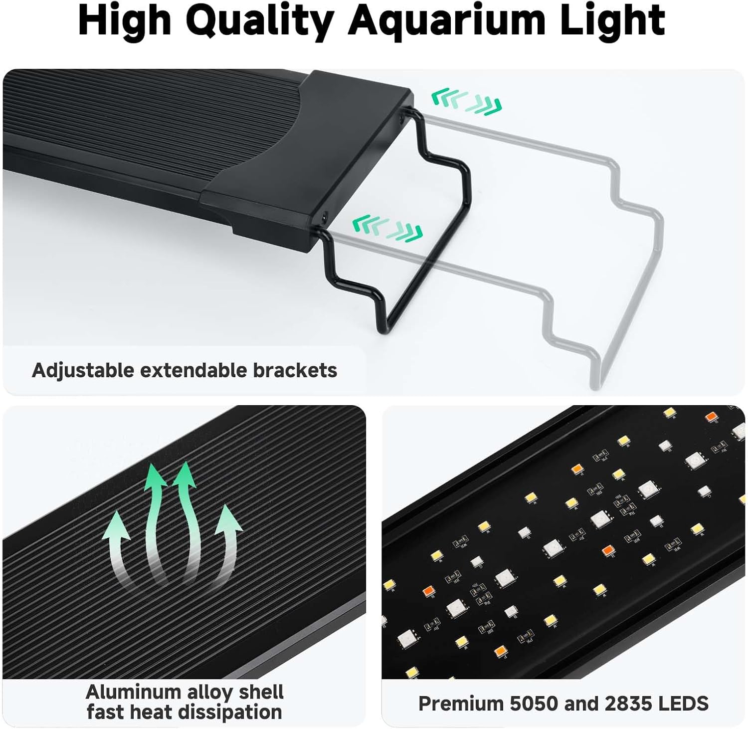 AQQA LED Aquarium Light, 24/7 Mode IP68 Waterproof Extendable Bracket Fish Tank Light, DIY Mode Full Spectrum Aquarium Plant Light, Adjustable Timer/Brightness Memory Function for 18-24 Inch Fish Tank - Image 6