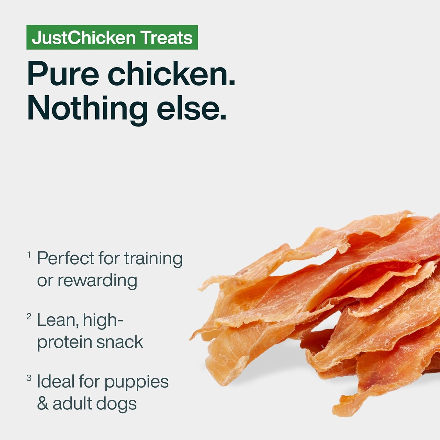 Just Food for Dogs Single Ingredient Healthy Dog Treats and Dog Snacks, Jerky Treats, Human Grade, Preservative and Grain Free, Rawhide Free Chews, Low Calorie Treat - Chicken Breast, 5 oz - Image 3