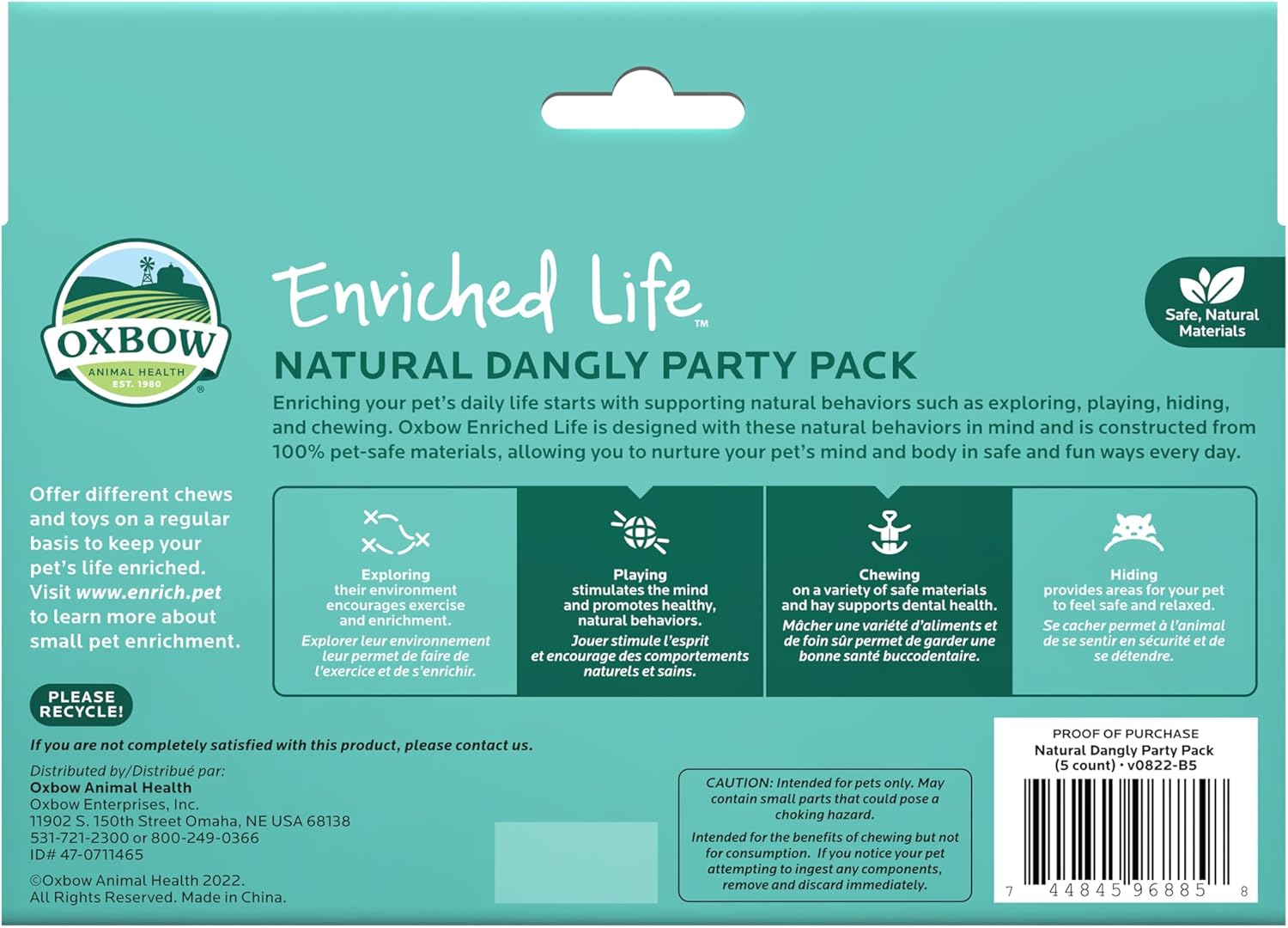 Oxbow Enriched Life Natural Dangly Party Pack, Rabbit Toys, Guinea Pig Toys, Enrichment for Bunny, Guinea Pig, Hamster Stuff, Rabbit Enrichment, Chinchilla, Rat, Chinchilla Cage Accessories - Image 2