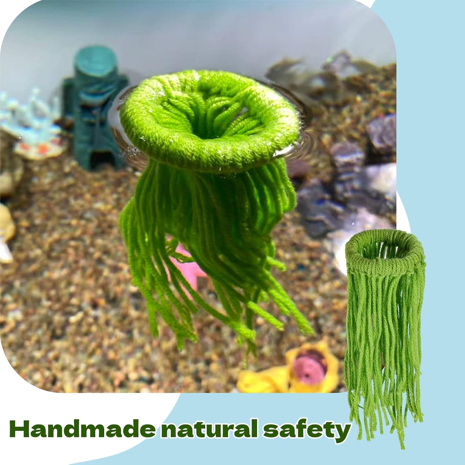 Spawning Mop Handmade Fish Breeding Grass Fish Tank Breeding Mop Decorative Aquarium Plants Floating Green Aquarium Decor for Securing Eggs and Protecting New Fry - Image 3