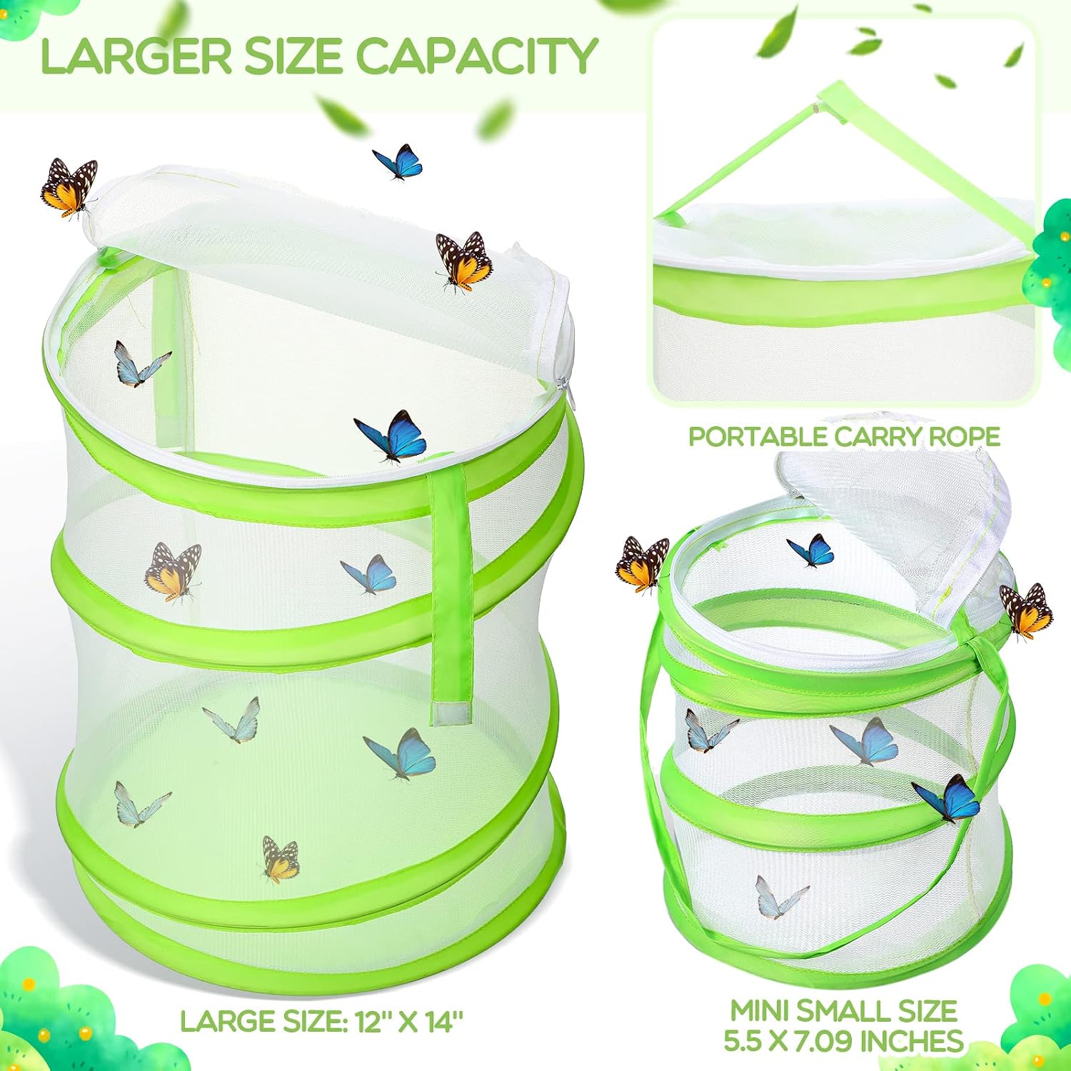 Sherr 4 Pack Butterfly Habitat Cage Clear Mesh Mini Butterfly Net Habitat Container, Terrarium Pop up(12 x 14 Inch) - Image 5
