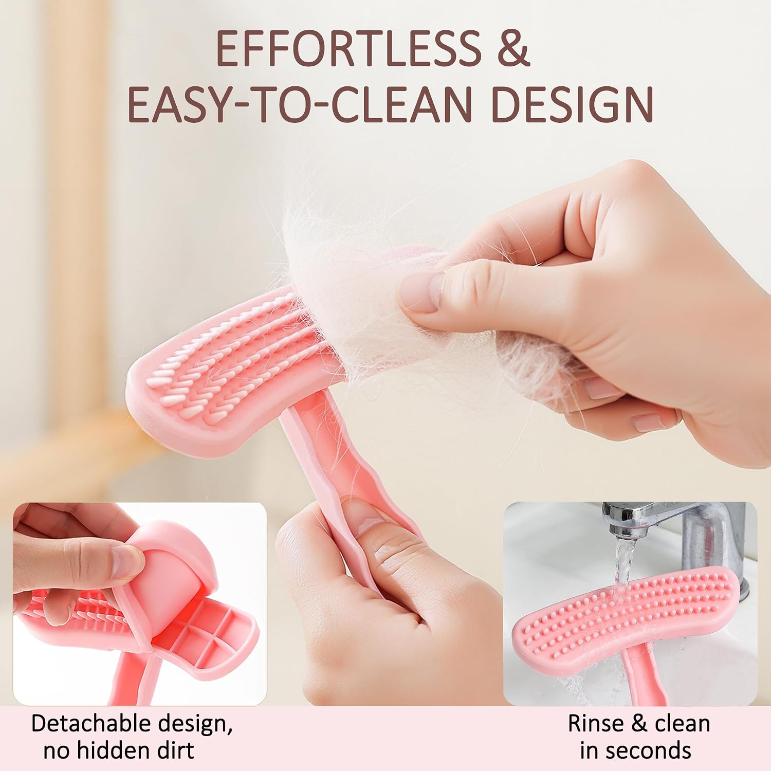 MCTOURY Rabbit Brush for Shedding Grooming: Effective at Removing 99% Loose Hair - Gentle Massage Appears Relaxed Comfortable & Soft Bristles - Safe for Sensitive Bunnies Cats Small Pets - Image 6