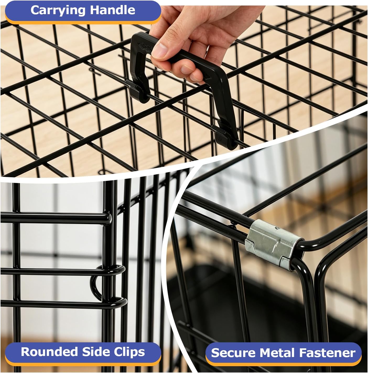 FDW Extra Large Dog Crate Dog Kennel Cage with Double Door,48 inch Folding Metal Wire Dog Cage with Removable Tray&Divider Panel,Pet Crate for Large Dogs,Black - Image 6