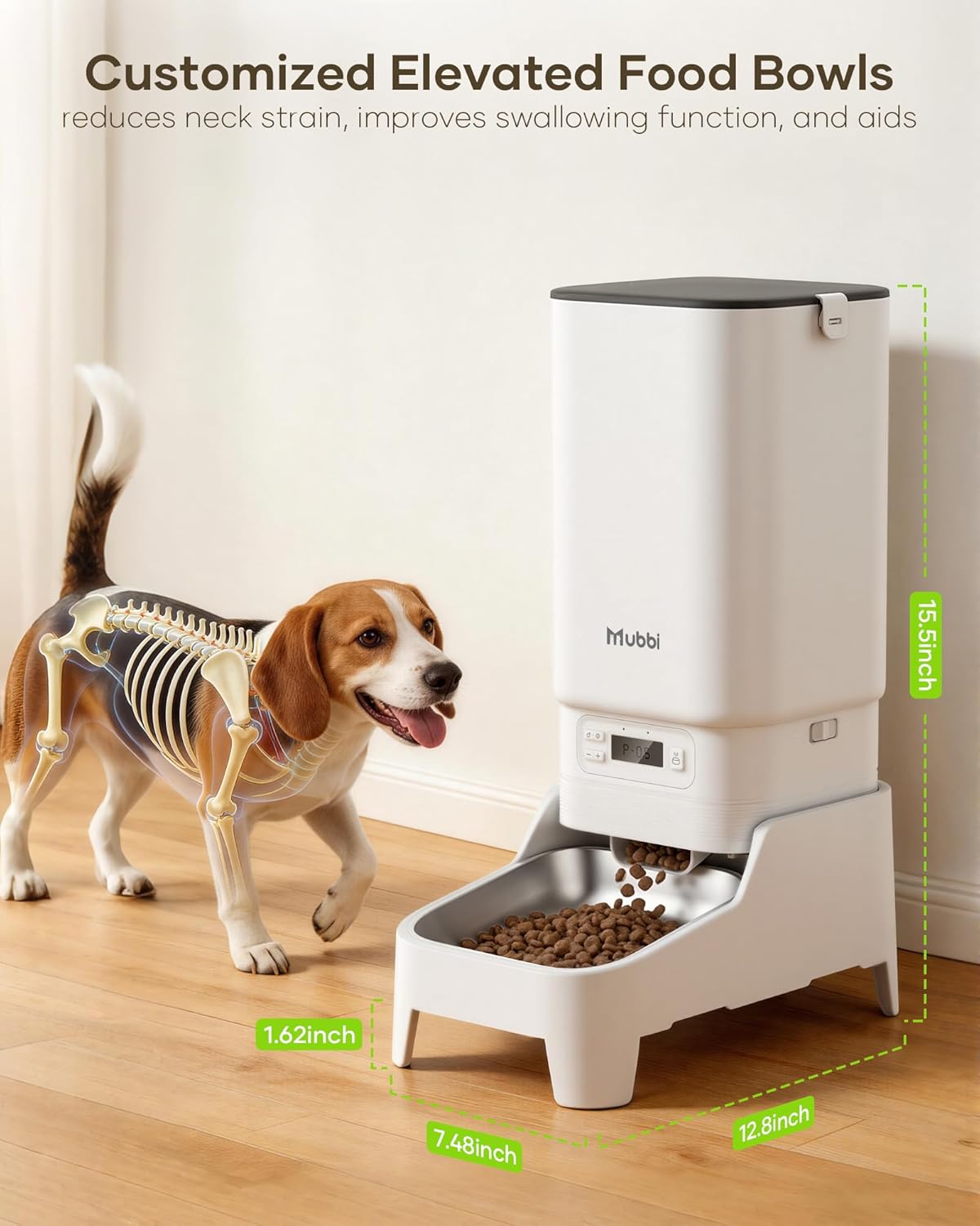 Automatic Dog Feeder with Elevated Stand - 7L Cat Food Dispenser with Large Food Tray, Timed Auto Cat Feeder for Dry Food, 6 Meals Per Day, No-Jam, Freshness Design, Detachable for Easy Clean - Image 2