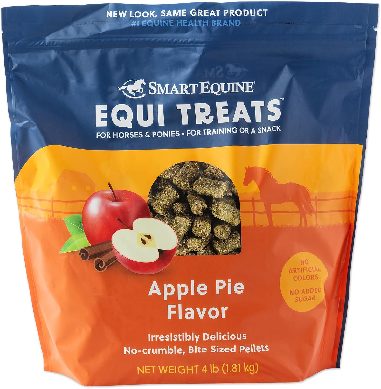 SmartEquine Equi Treats Apple Pie Flavor, 4 lb Bag | Made with Timothy Grass & Sunflower Meal | Low ESC & Starch | Bite-Sized | No Added Sugar | Cookies for Horses