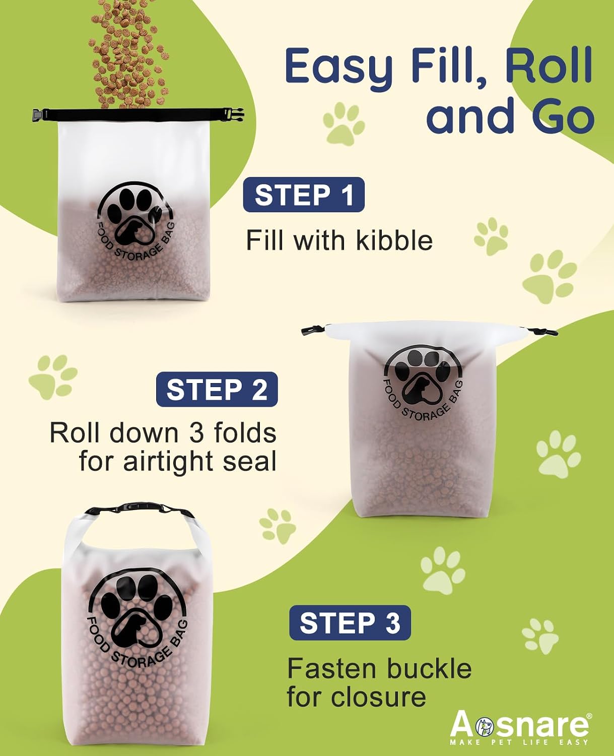 Pet Food Storage Bag for Travel - Transparent Leak-Proof Dog Food Container with Roll-Top Closure, Keeps Kibble Fresh for Camping Trip, Dog Boarding, Weekend Getaways (14 Cups) - Image 5