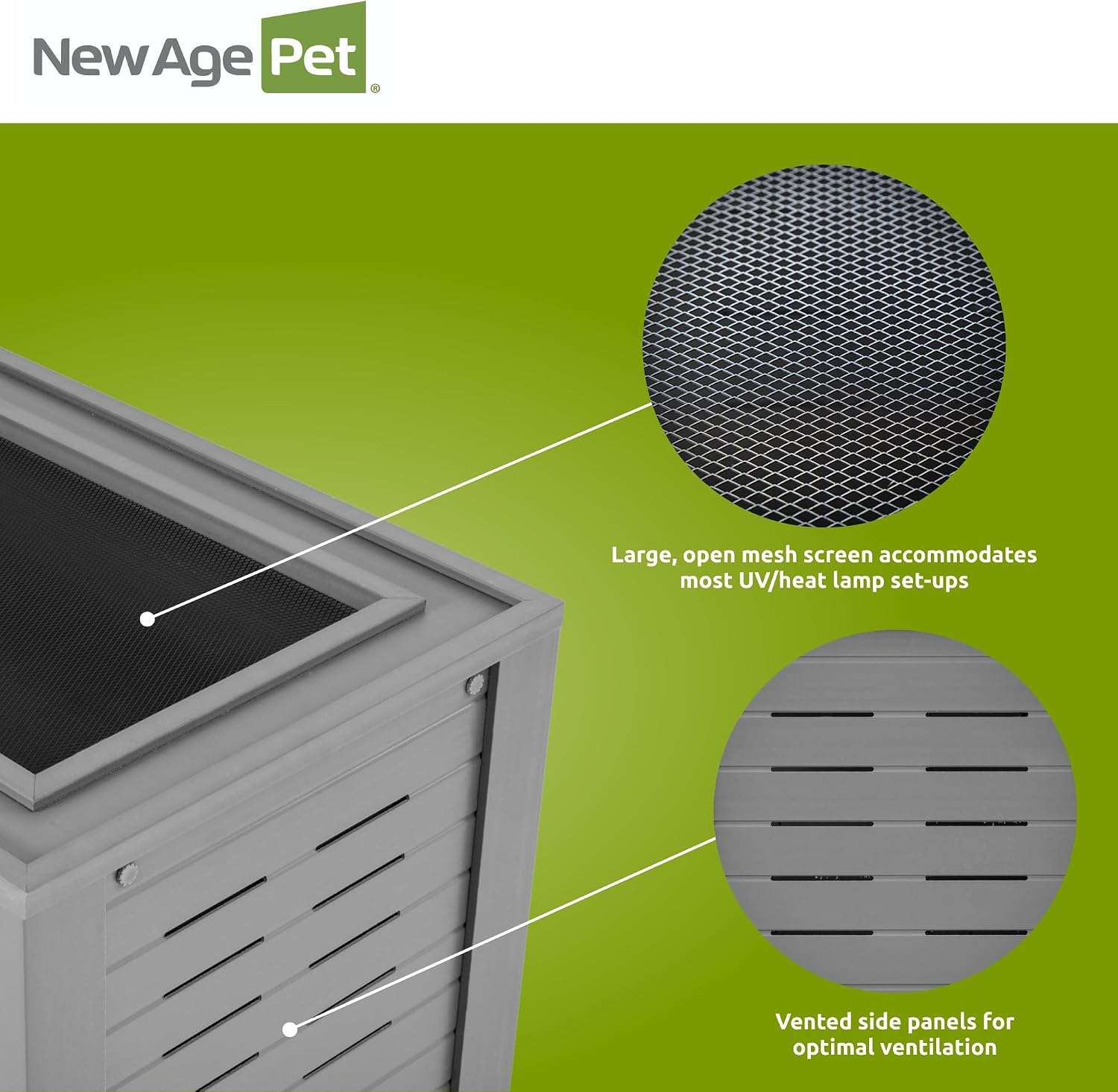 New Age Pet ECOFLEX 36" Wide Medium Reptile Habitat, Mojave Lounge for Snakes, Tortoises & Lizards in Maple, Black & Grey, Easy Assembly, Sliding Glass Doors & Mesh Top - Image 8