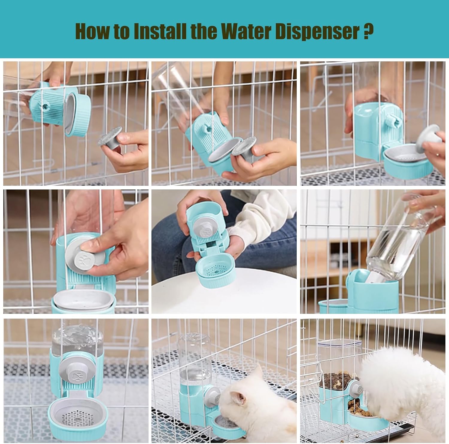 GPY Automatic Hanging Gravity Pet Feeder and Water Dispenser Set ,Automatic Rabbit Feeder and Dog Water Dispenser for Dogs Cats Pets Animals Large Capacity (Blue Water Feeder&Food Feeder) (Blue) - Image 4