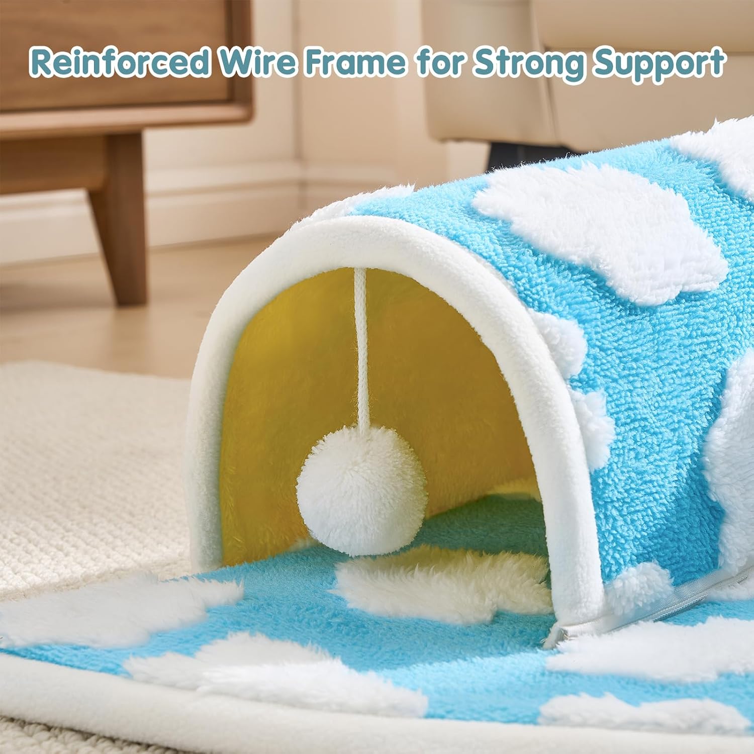 Avont Guinea Pig Tunnel Bed, Washable Hideout for Small Pets | Soft Plush Fleece, for Guinea Pigs, Hamsters, Chinchillas, Dwarf Rabbits & Others, Available in Cloud/Star Pattern - Image 5