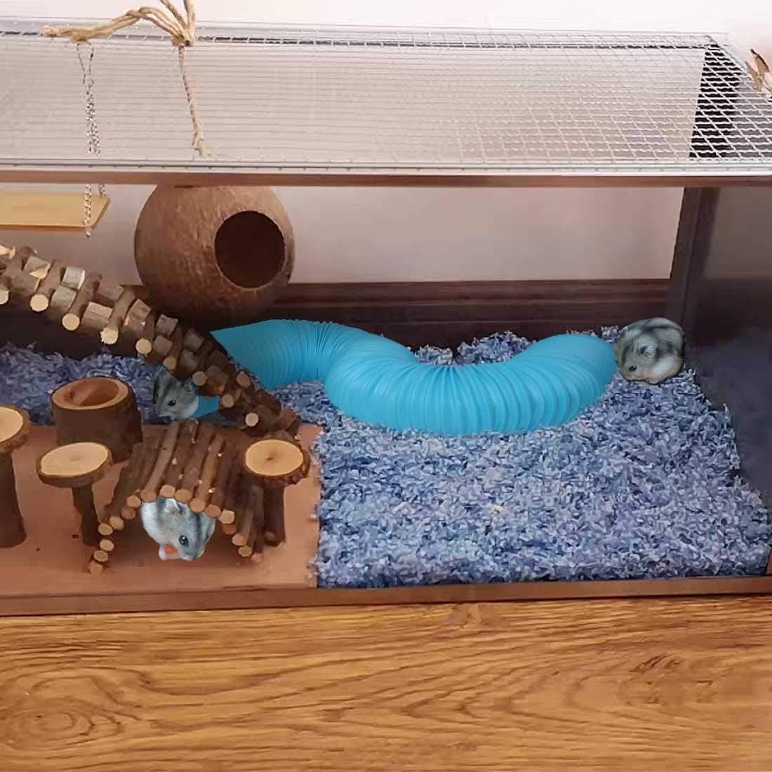 PINVNBY Hamster Fun Tunnels Pet Mouse Plastic Tube Toys Small Animal Foldable Exercising Training Hideout Tunnels for Guinea Pigs,Gerbils,Rats,Mice,Ferrets and Other Small Animals(2 PCS Blue) - Image 6