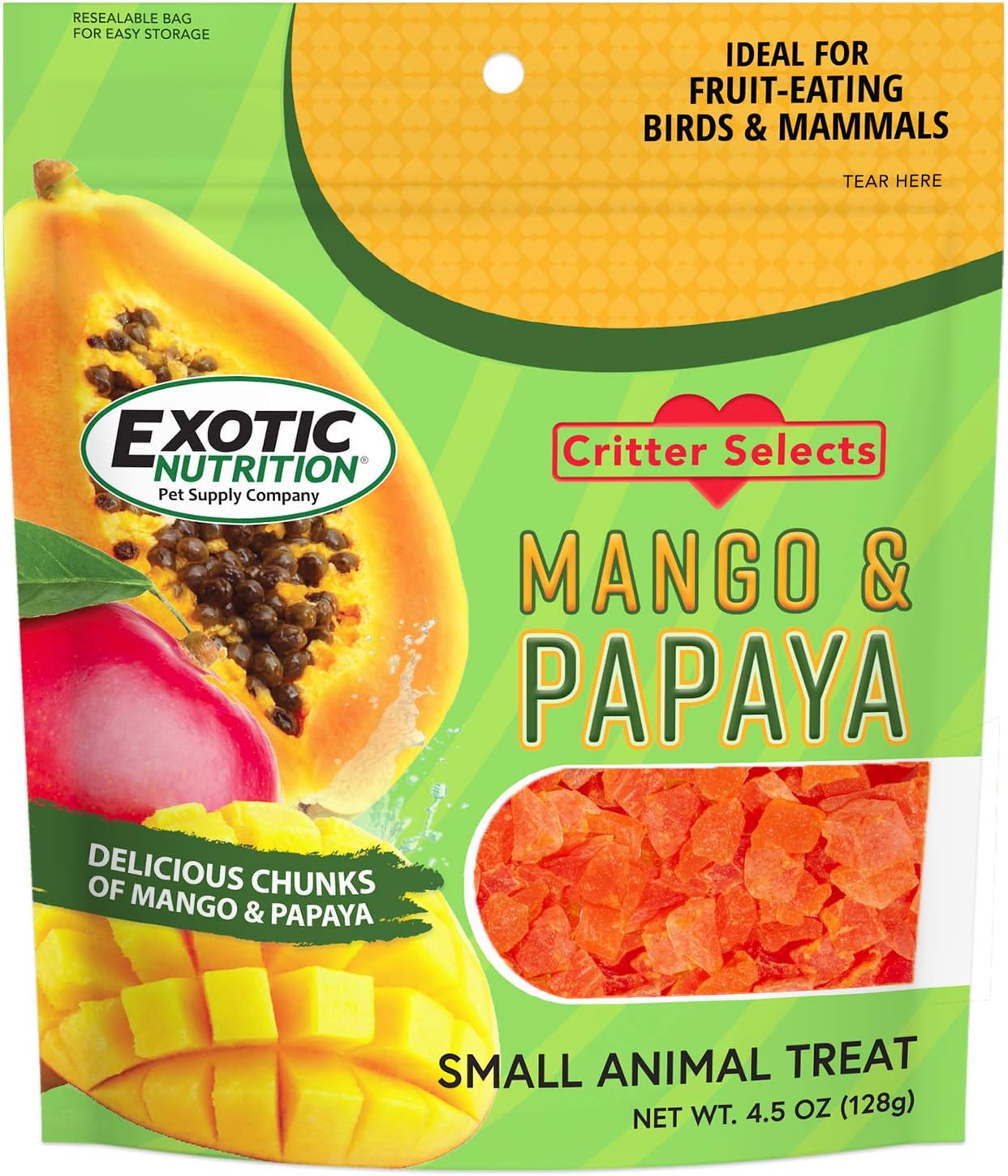 Mango & Papaya Treat (4.5 oz.) - Healthy Treat for Small Animals - Sugar Gliders, Rats, Chinchillas, Ferrets, Parrots, Hamsters, Squirrels, Hedgehogs, Guinea Pigs, Rabbits & Other Small Animals - Image 4