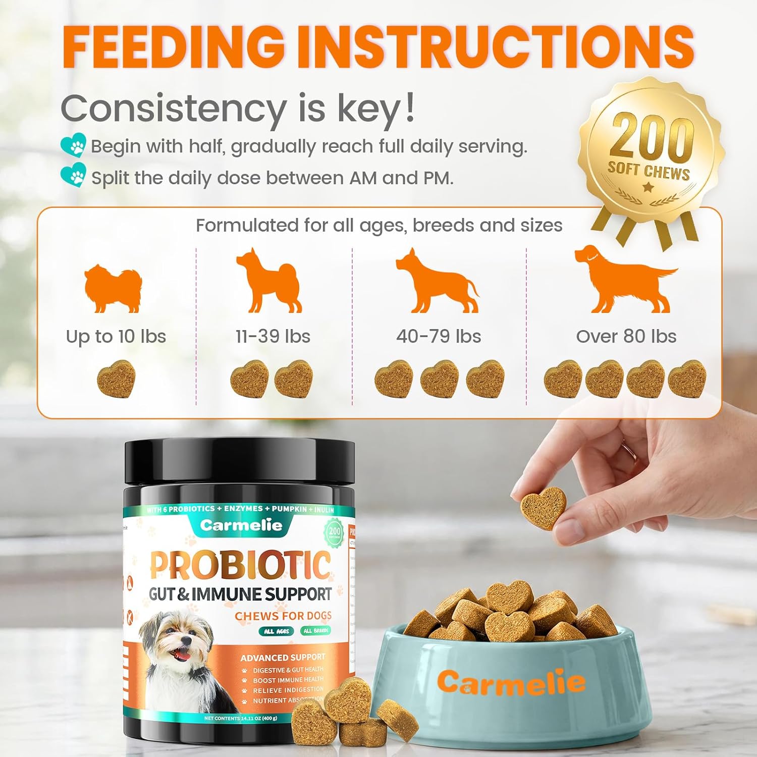 Probiotics for Dogs, Dog Probiotics for Yeast, Itchy Skin and Itchy Ears, Allergies, Immunity, Dog Gut Health Probiotic for Digestive Enzymes & Prebiotics for Diarrhea & Gas Relief (Chicken, 200 Chew) - Image 6