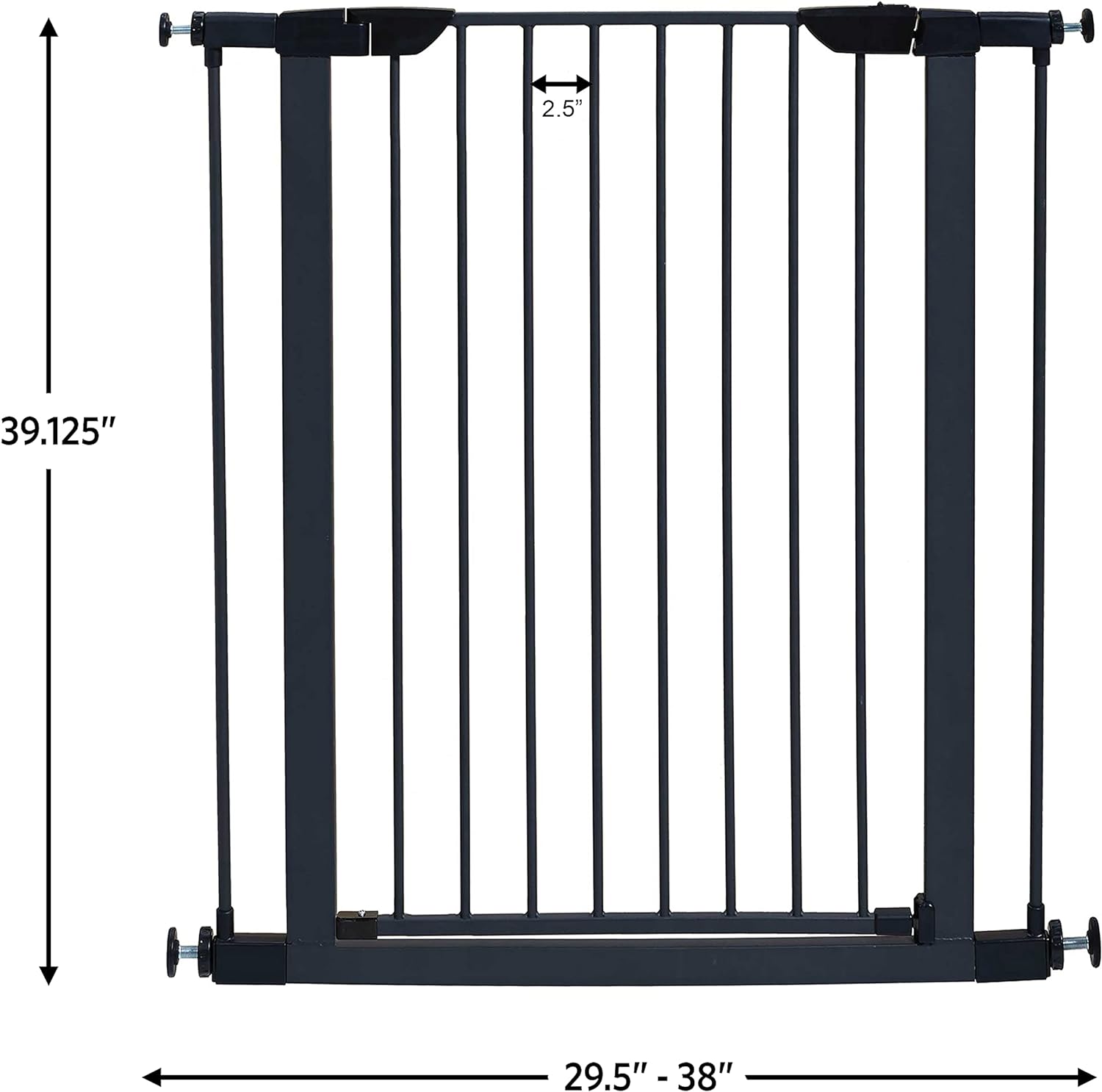 Midwest 39" Steel Walk-Thru Dog Gate, Graphite | Pressure Mounted, Expands 29.5"- 38" Wide, Auto-Close Door, Spring-Loaded Latch, Includes Two 3" Extensions - Image 6