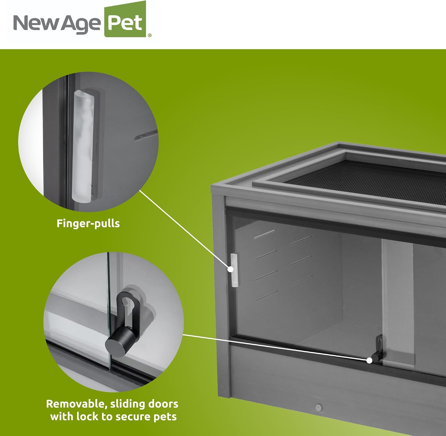 New Age Pet ECOFLEX 36" Wide Medium Reptile Habitat, Mojave Lounge for Snakes, Tortoises & Lizards in Maple, Black & Grey, Easy Assembly, Sliding Glass Doors & Mesh Top - Image 9