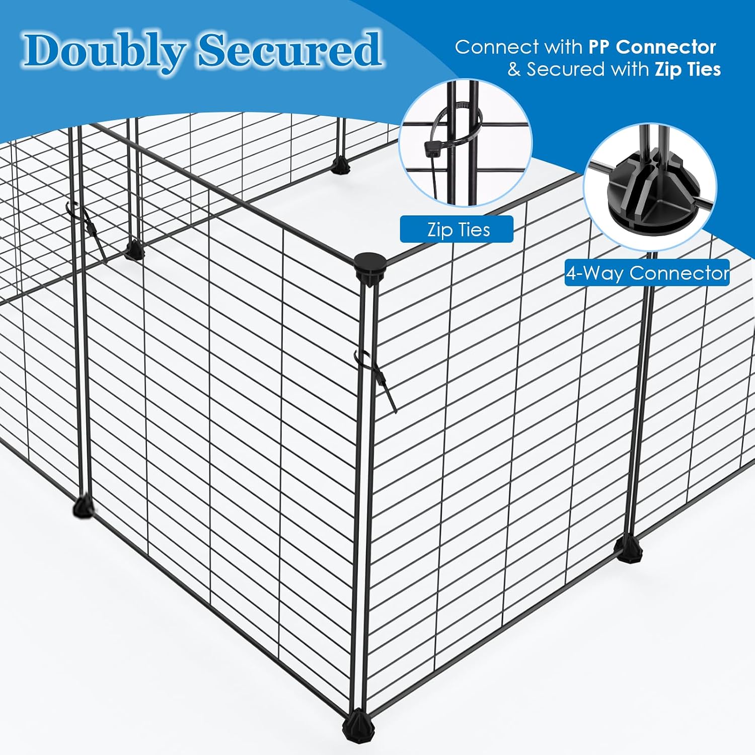 2-Story Guinea Pig Cages with Tarp, Large C&C Loft Cage for Rabbit Bunny Puppy Small Animal Indoor Dog Playpen Pet Exercise Enclosure, 25 Panels - Image 4