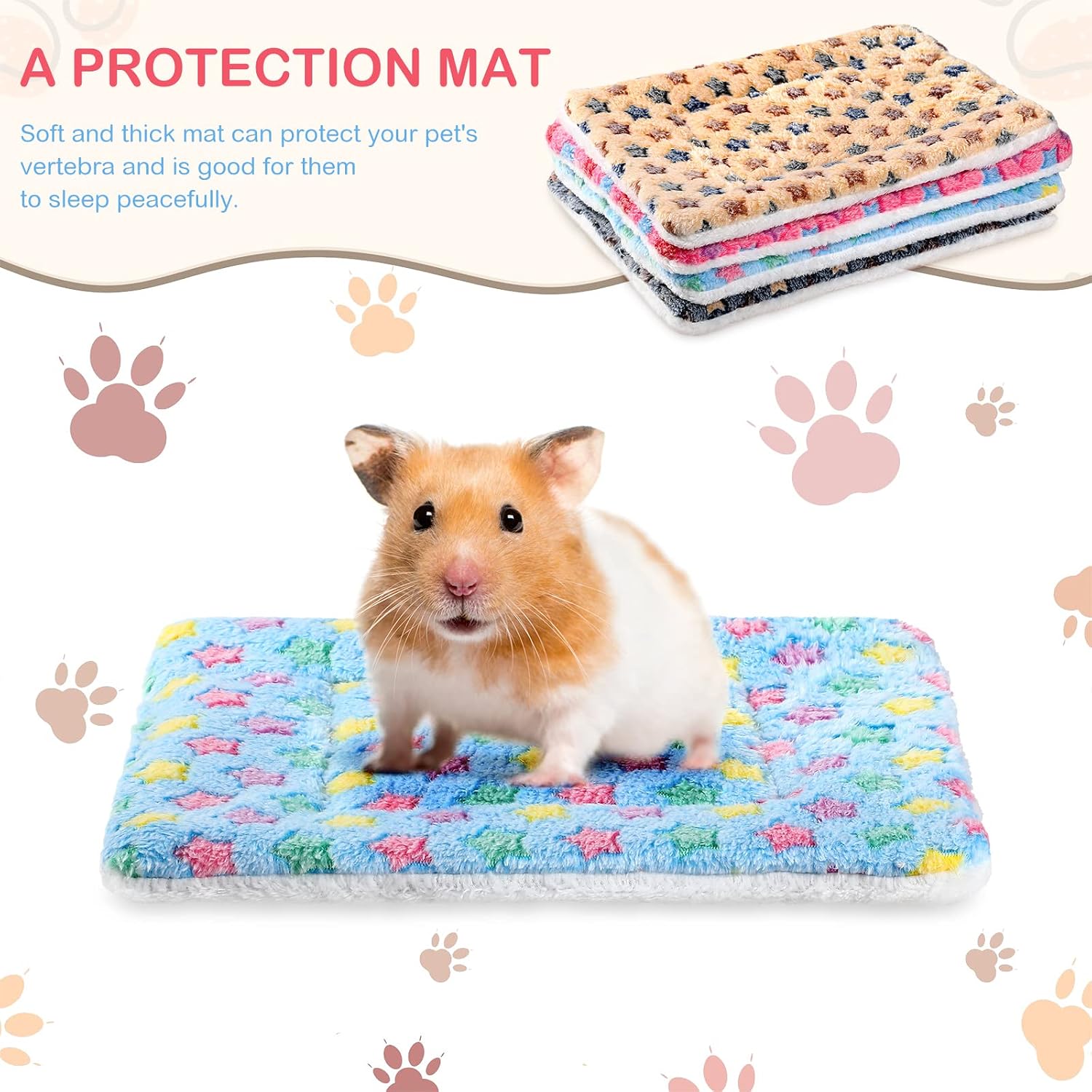 Tuanse 4 Pack Guinea Pig Bed Mat Bedding Rabbit All Season Soft Fleece Bed Pad for Small Animal Mattress Fleece Sleeping Pad for Hedgehogs Bunny Ferrets Hamster(Little Star,13 x 10 Inch) - Image 4