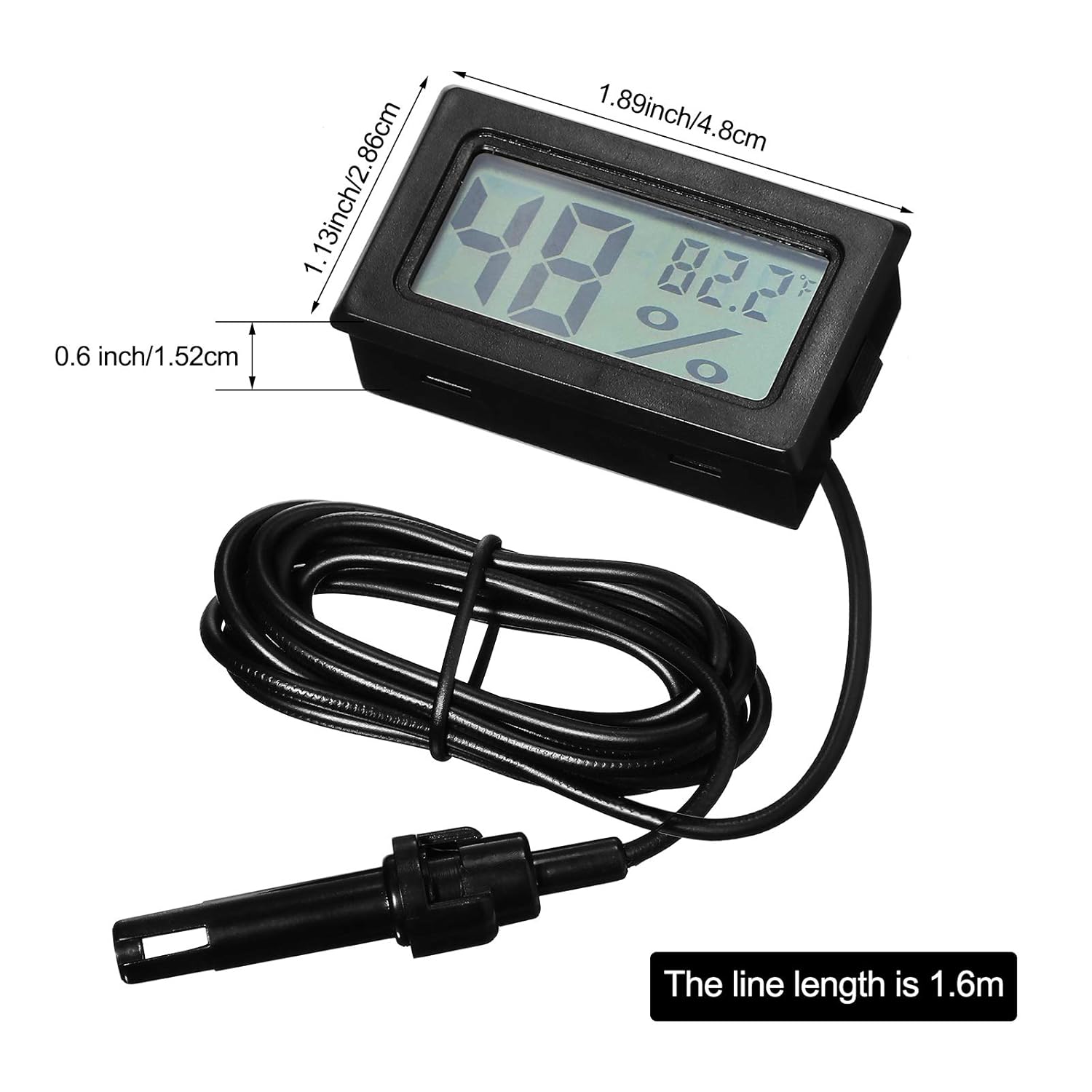 Weewooday Mini Digital Temperature Humidity Meters Gauge with Probe Gauge LCD Fahrenheit Display Thermometer Hygrometer for Incubator Reptile Plant Greenhouse Chicken Coop Garden(Black, 3 Pieces) - Image 2