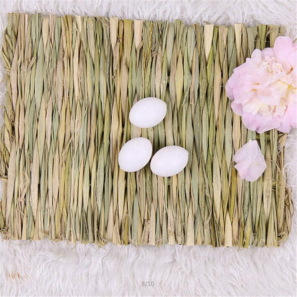 Hamiledyi Grass Mat Woven Bed Mat for Small Animal Bunny Bedding Nest Chew Toy Bed Play Toy for Guinea Pig Parrot Rabbit Hamster Rat(Pack of 3) - Image 6