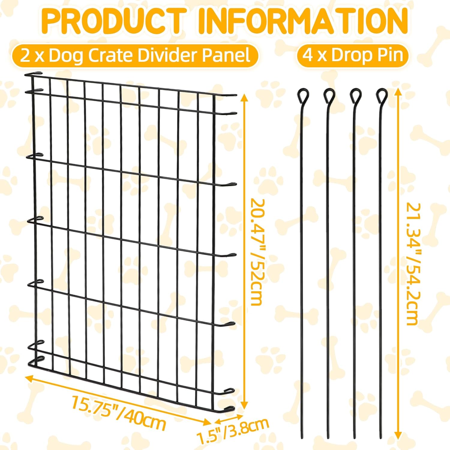 Dog Crate Divider Panel 2-Pack, 20.5" H Kennel Divider | Adjusts 15.7"-30.7" Width, Fits 30"-36" Wire Cages, Rust-Resistant Metal Structure, Potty Training for Puppies - Image 2