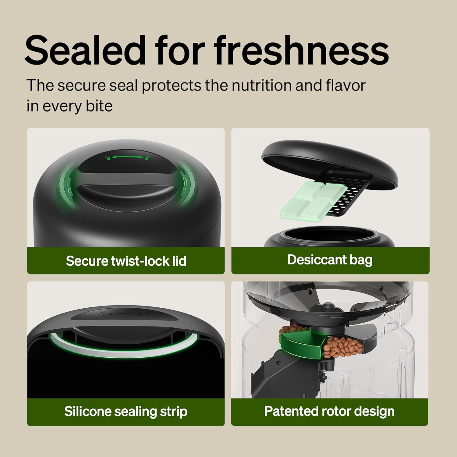 PETLIBRO Automatic Cat Feeder, 5G WiFi Automatic Dog Food Dispenser with Freshness Preservation, 5L Timed Pet Feeder with Low Food Sensor, Up to 10 Meals Per Day, Granary Black - Image 4