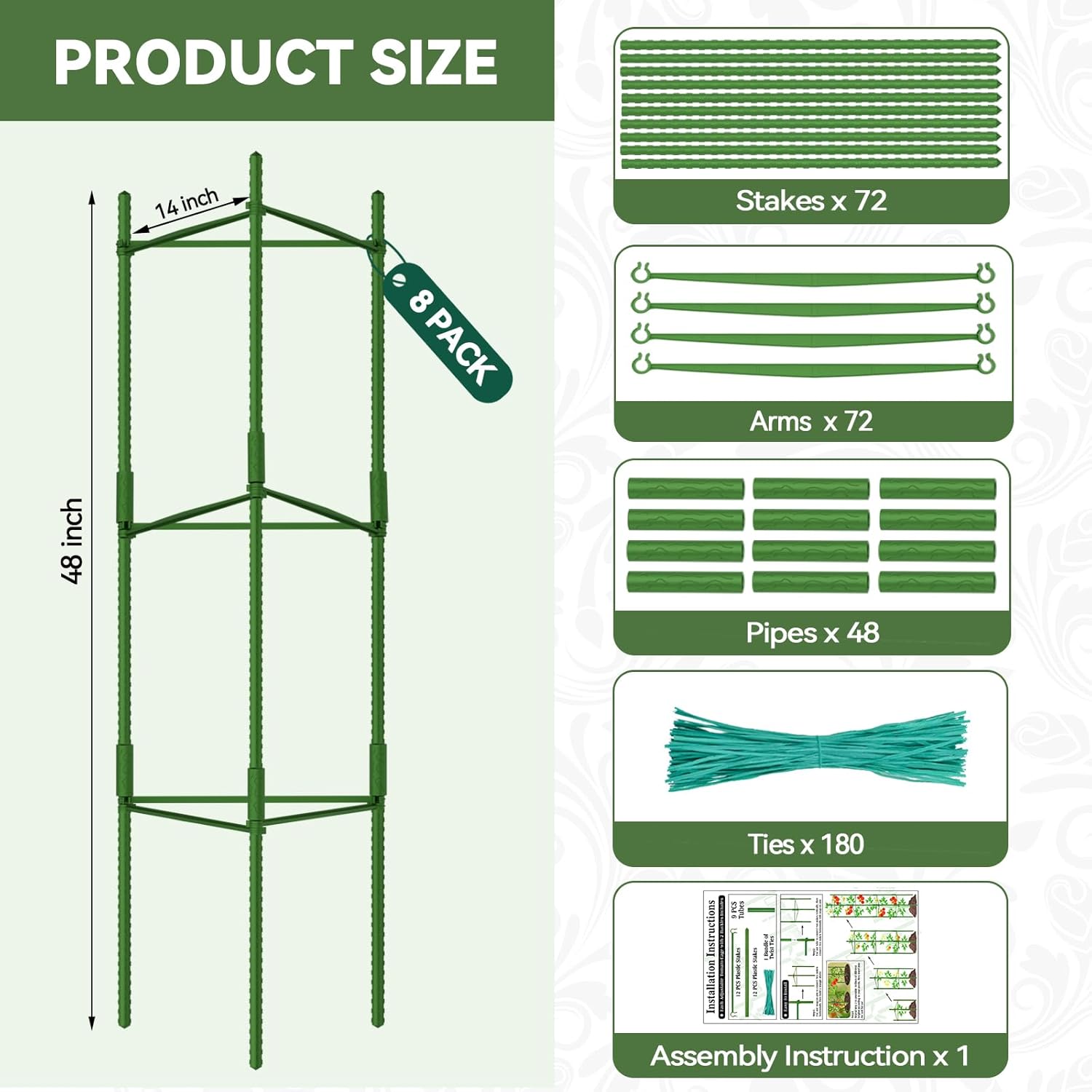 Halatool 8 Pack Tomato Cages for Garden, Up to 48in (4FT) Adjustable Tomato Cage, Garden Stakes Tomatoe Trellis for Pots, Tomatoes Plant Support for Raised Garden Bed & Climbing Vegetables Flowers - Image 6