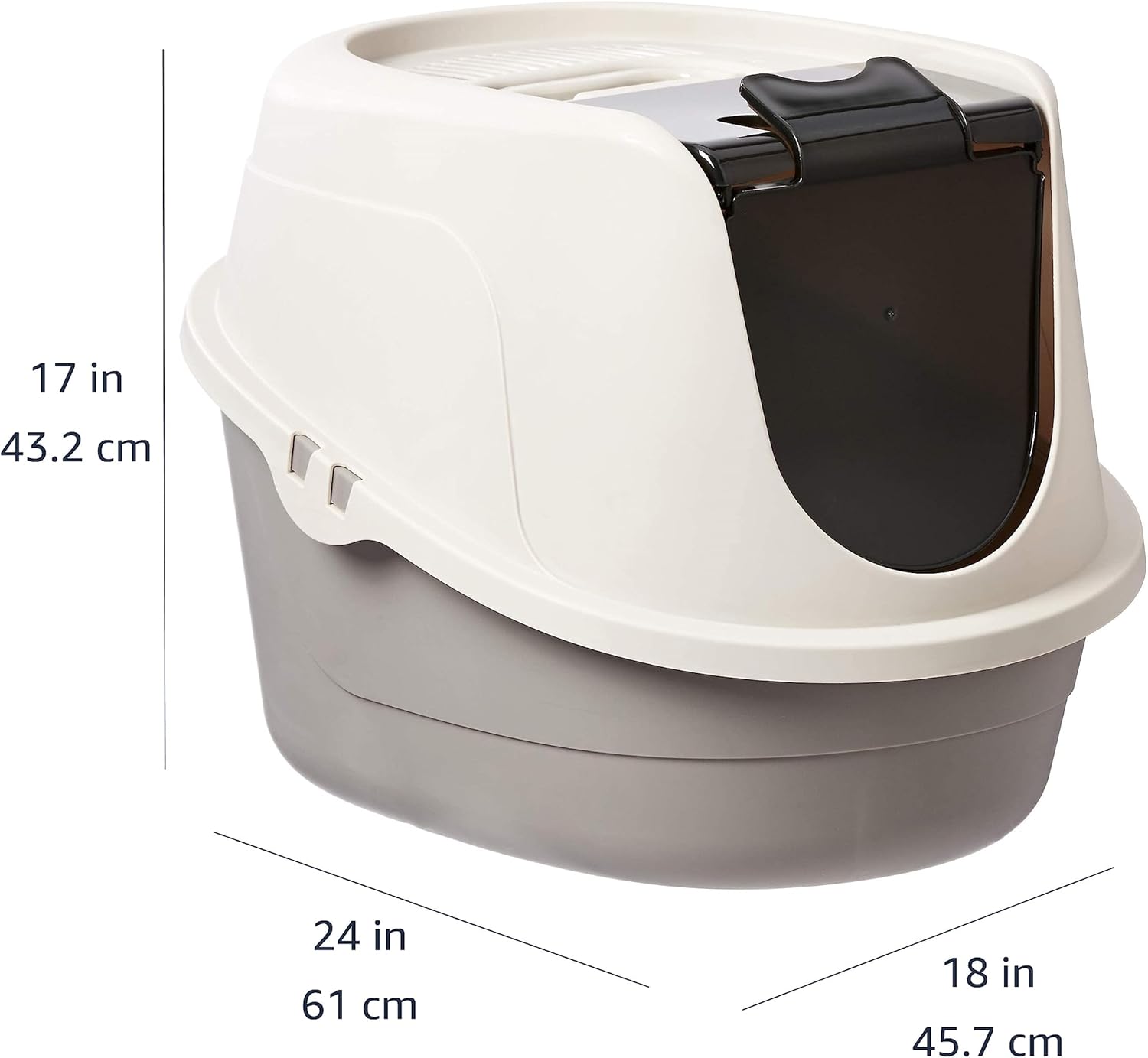 Amazon Basics No-Mess Hooded Enclosed Cat Litter Box with Odor Control and Swinging Door, Large, 24" x 18" x 17", Multicolor - Image 4