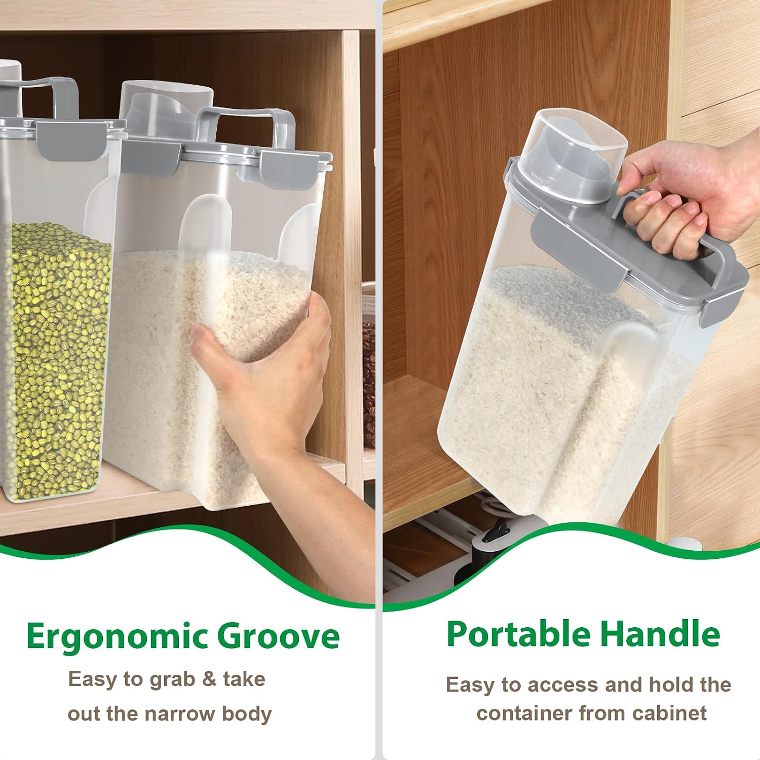 TBMax Rice Container 10 Lbs, Cereal Container Oatmeal Storage, Airtight Food Dispenser with Easy-pouring Spout & Handy Cup for Flour Grain Beans, Pet Dog Cat Bird Food Storage Container - Image 7