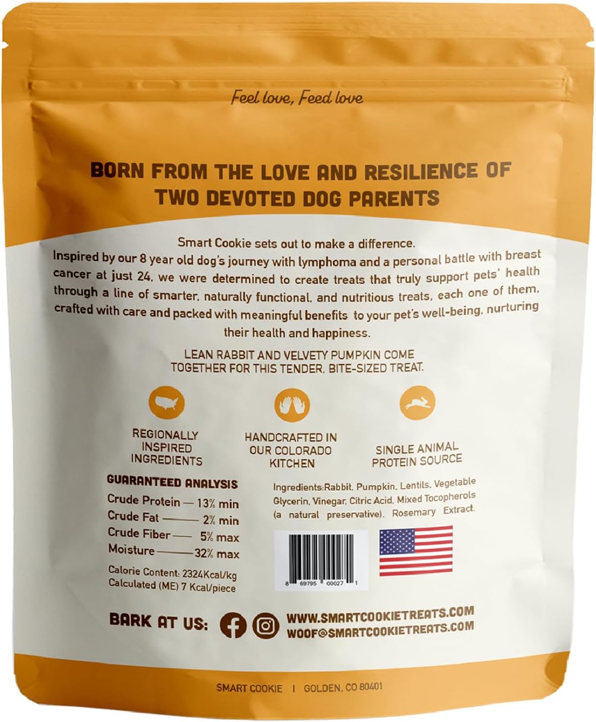 Smart Cookie Healthy Soft Dog Treats - Rabbit & Pumpkin - Grain Free Limited Ingredient Training Treats for Dogs with Sensitive Stomach & Allergies, Natural Novel Protein, Made in the USA (5oz.) - Image 2