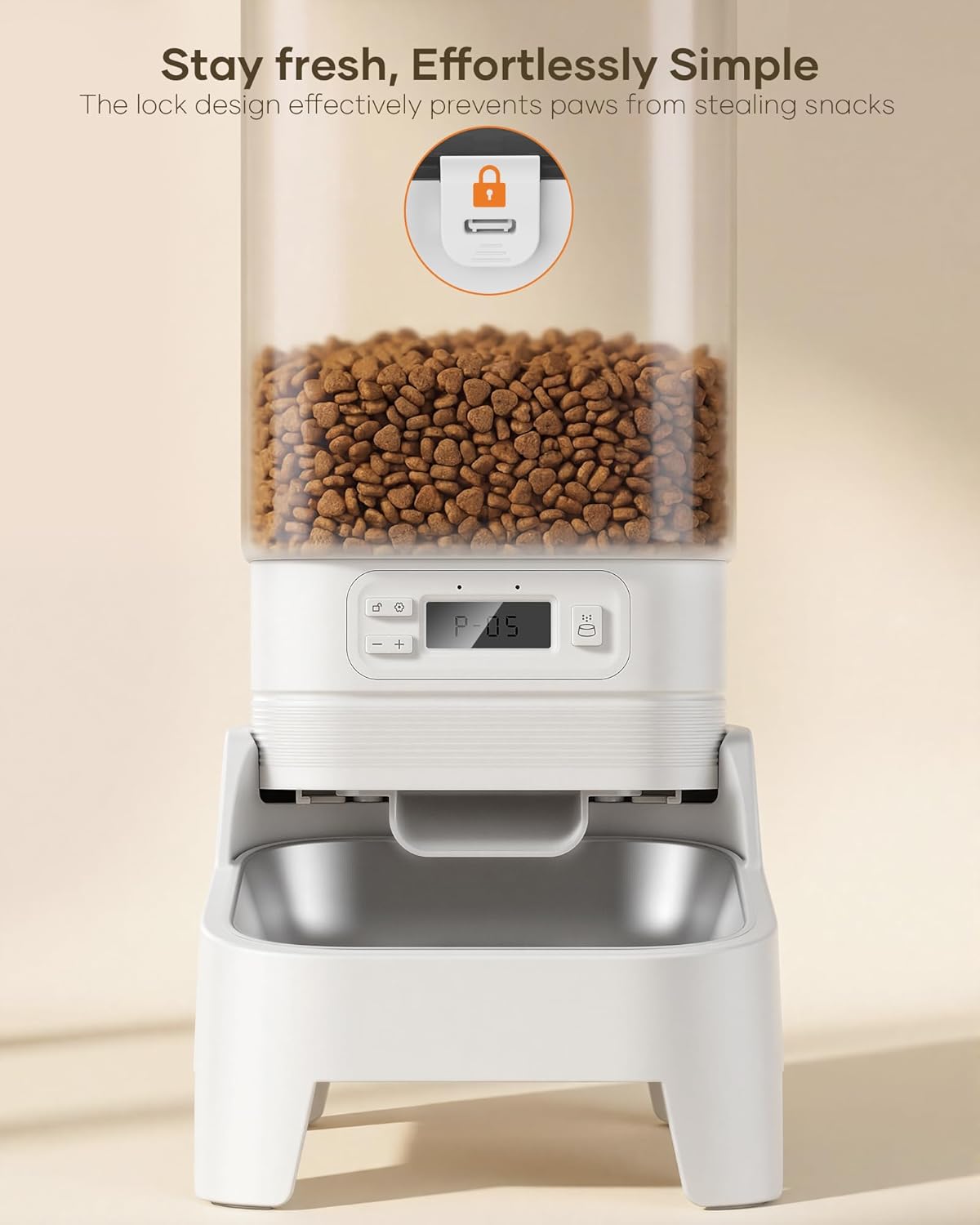 Automatic Dog Feeder with Elevated Stand - 7L Cat Food Dispenser with Large Food Tray, Timed Auto Cat Feeder for Dry Food, 6 Meals Per Day, No-Jam, Freshness Design, Detachable for Easy Clean - Image 7