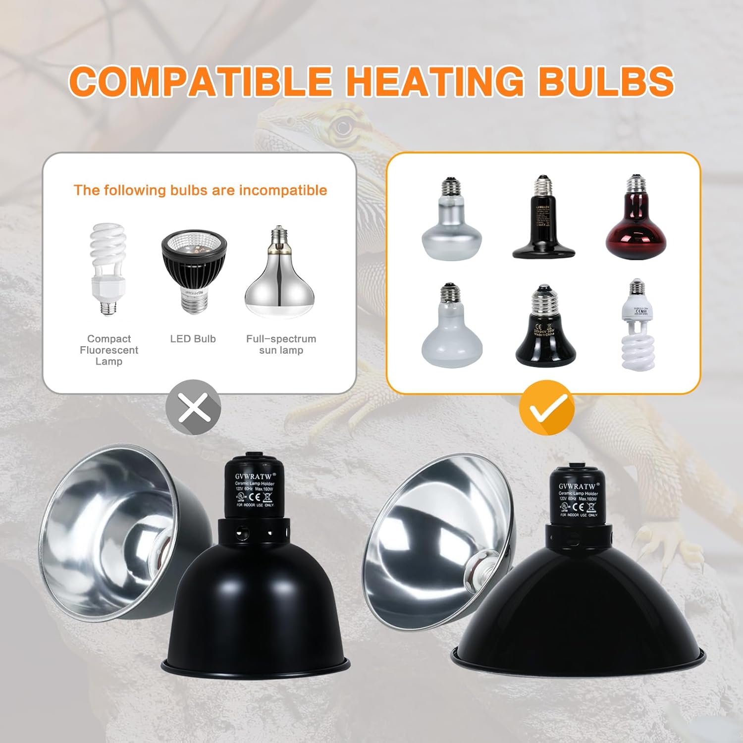 8.5-inch Standard Lamp Dome for Reptile Heating Lamps, Ceramic Heat Emitters, Max 200W for Bearded Dragons, Turtles, Snakes and Lizards, E26 Base - Image 5