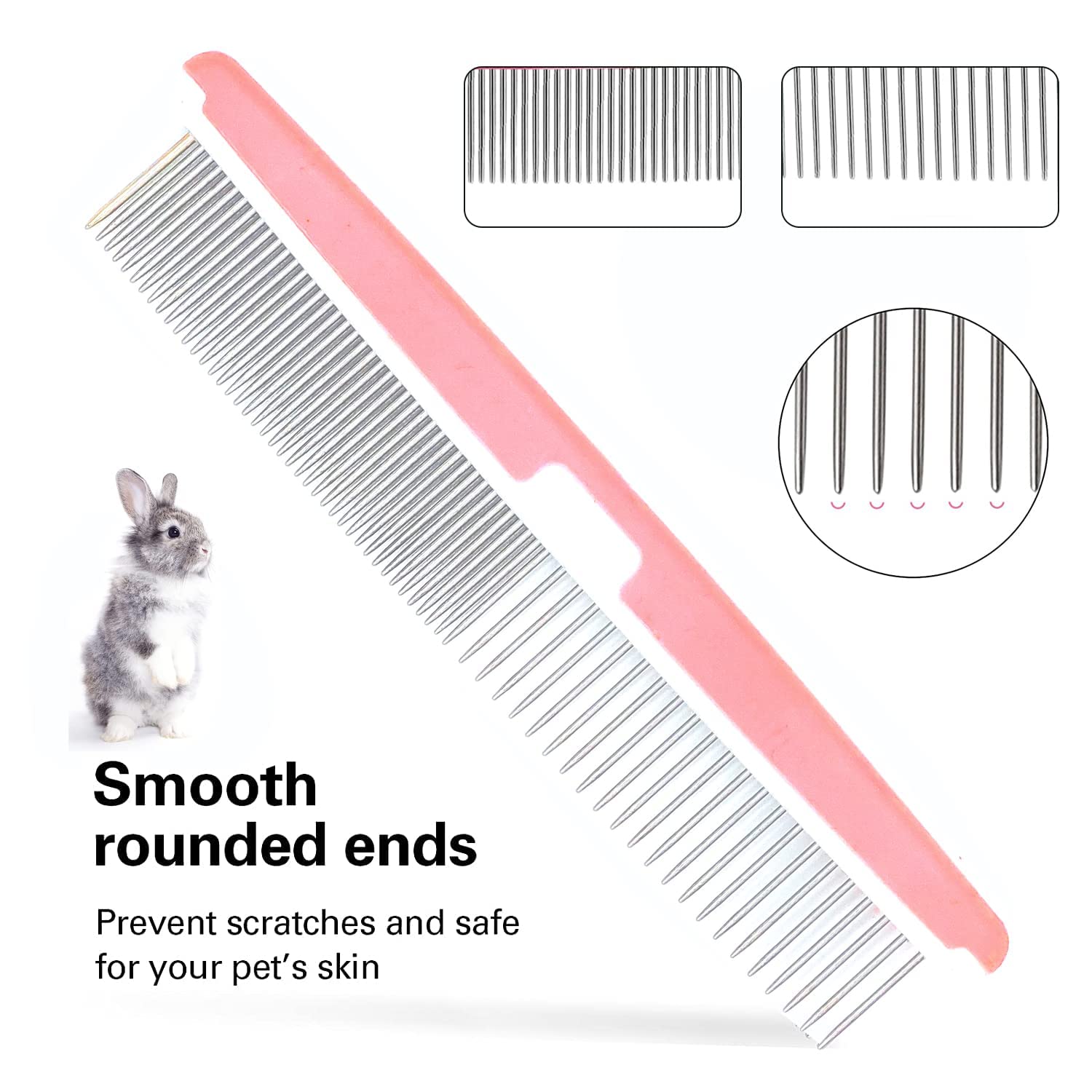 Small Animal Pet Grooming Kit with Pet Shedding Slicker Brush, Bath Massage Glove, Pet Grooming Comb, Nail Clipper Trimmer for Rabbit, Puppy, Kitten, Guinea Pig, Hamster, Ferret (Pink) - Image 5