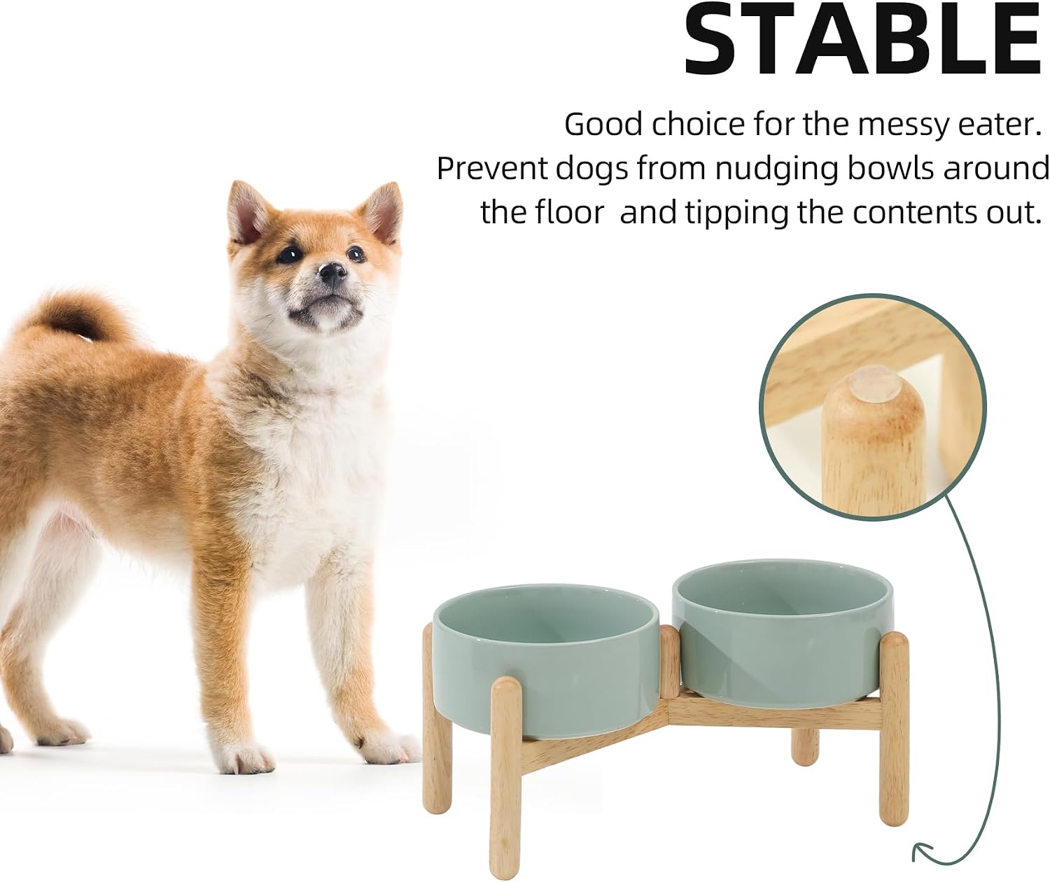 Havniva 6.1inch Ceramic Raised Dog Bowl with Stand, Double Dog Bowls Elevated for Small and Medium Breed Dog Food and Water Bowl Set Non-Slip Dog Dish Large Capacity Feeding Pet Water Bowl - Image 7