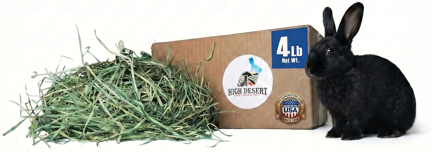 High Desert Orchard Grass Hay, Natural Orchard Hay for Rabbits Guinea Pigs Hamsters and Chinchillas, Soft Leaf Texture for Grazing and Foraging, Small Pet Supplies, Fresh Hand Packed Hay Box, 4 Lb
