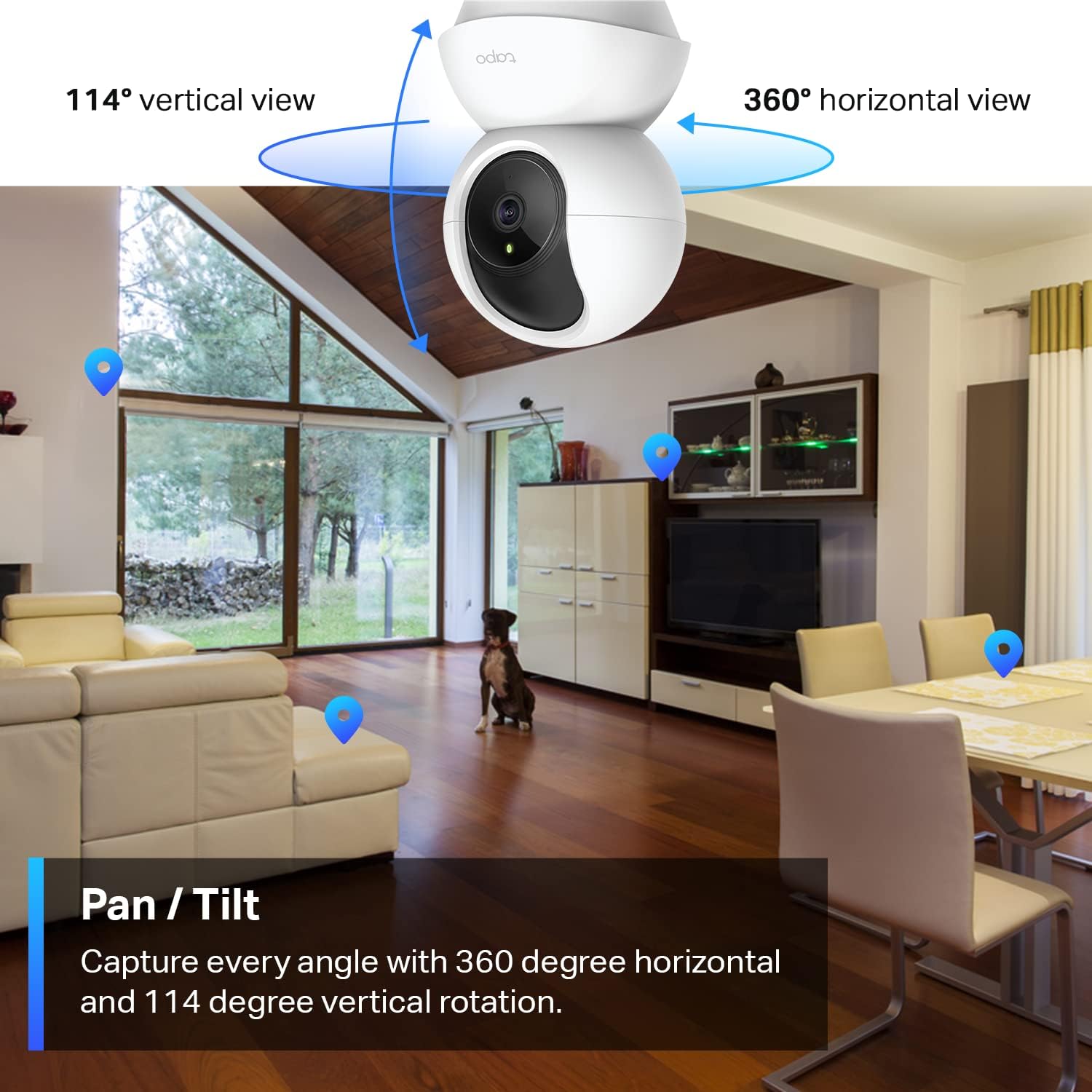 Tapo TP-Link 2K Pan Tilt Security Camera for Baby Monitor, Dog Camera w/Motion Detection, 2-Way Audio Siren, Night Vision, Cloud &SD Card Storage (Up to 256 GB), Works with Alexa & Google Home (C210) - Image 3