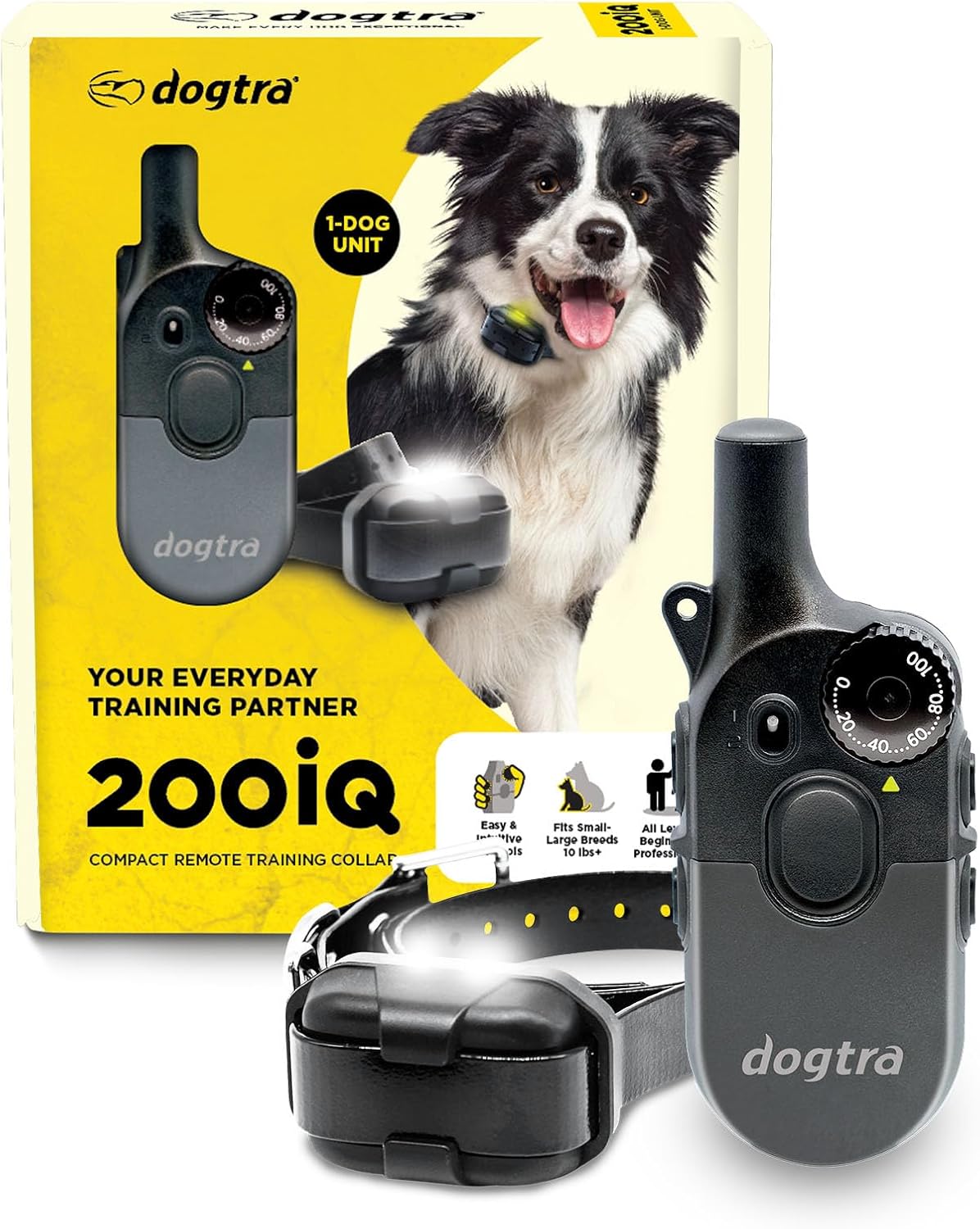 Dogtra 200iQ Professional Remote Training E Collar - 1/2 Mile, 100 Precision Levels, IPX9K Waterproof, Tone & Vibration – Seamless No-Look Control Off-Leash Confidence for Dogs 10lb+