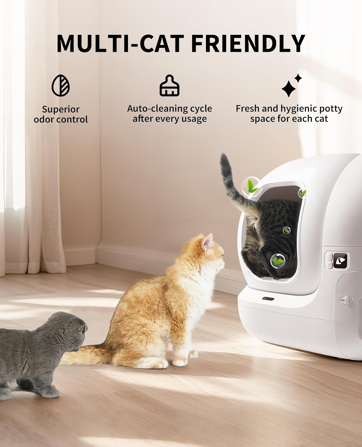 PETKIT PuraMax 2 Automatic Self-Cleaning Cat Litter Box, App Control Automatic Litter Box with Safety Sensors, Odor Free & Anti-Leakage Basic Bundle Includes Trash Bags,2.4G WiFi & Low Entrance - Image 6