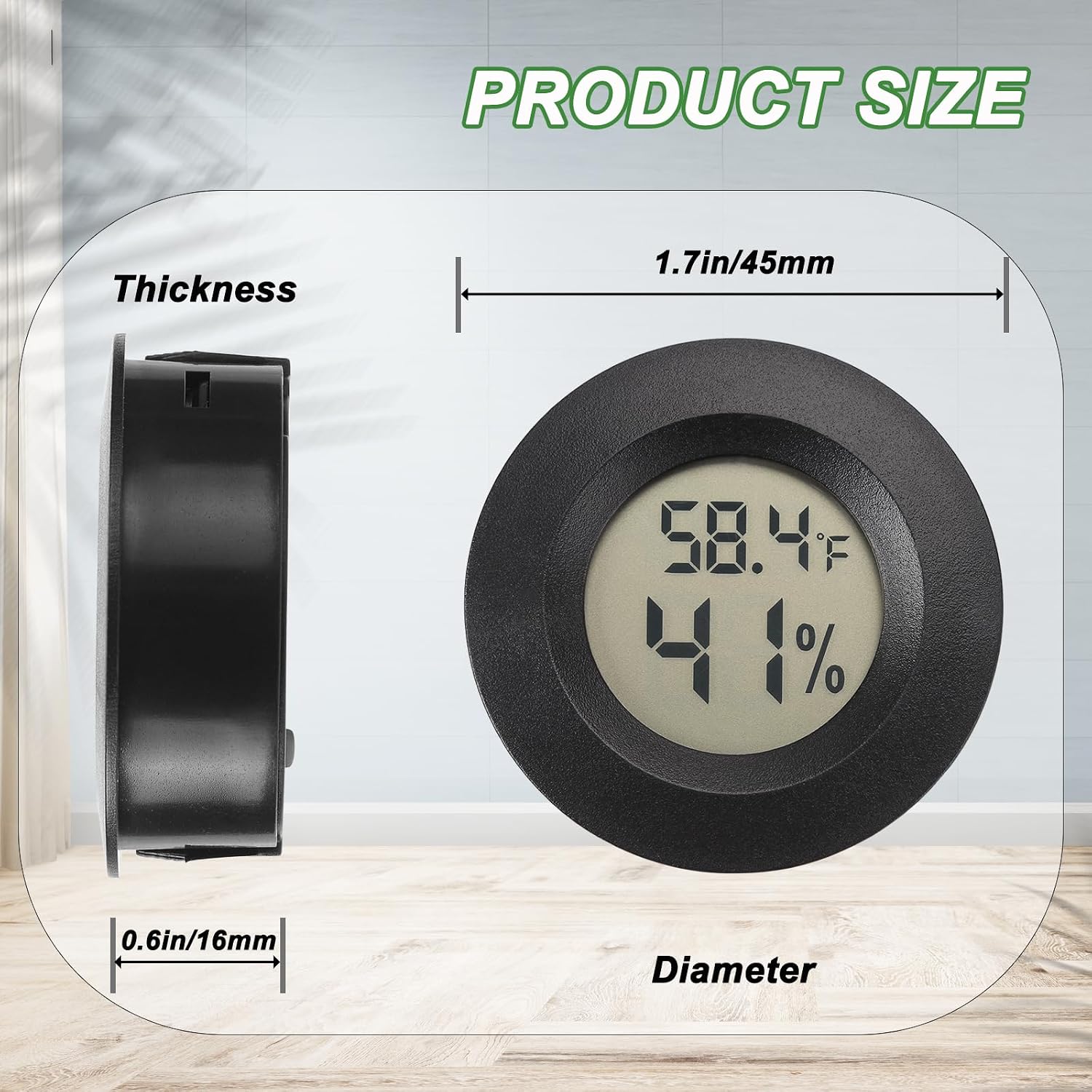 Mini Hygrometer Thermometer Digital Humidity Meter Indoor/Outdoor Humidity Monitor Reptile Thermometer for Greenhouse Garden Cellar Fahrenheit(℉)/ Celsius(℃) 2 Pack - Image 2
