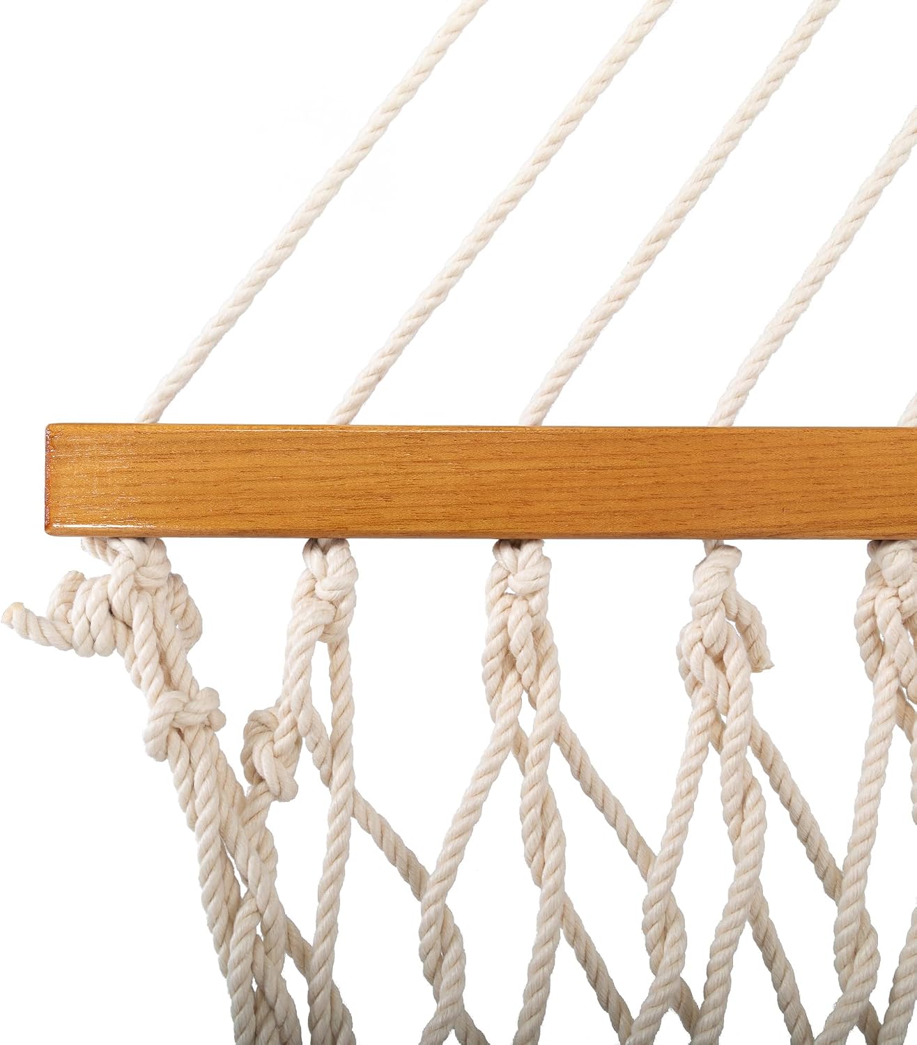 Original Pawleys Island Large Oatmeal DuraCord Rope Hammock – 13 ft. x 55 in., 2-Person, 450 lb Capacity, Oak Spreader Bar, Zinc-Plated Hardware, Handcrafted in the USA - Image 3